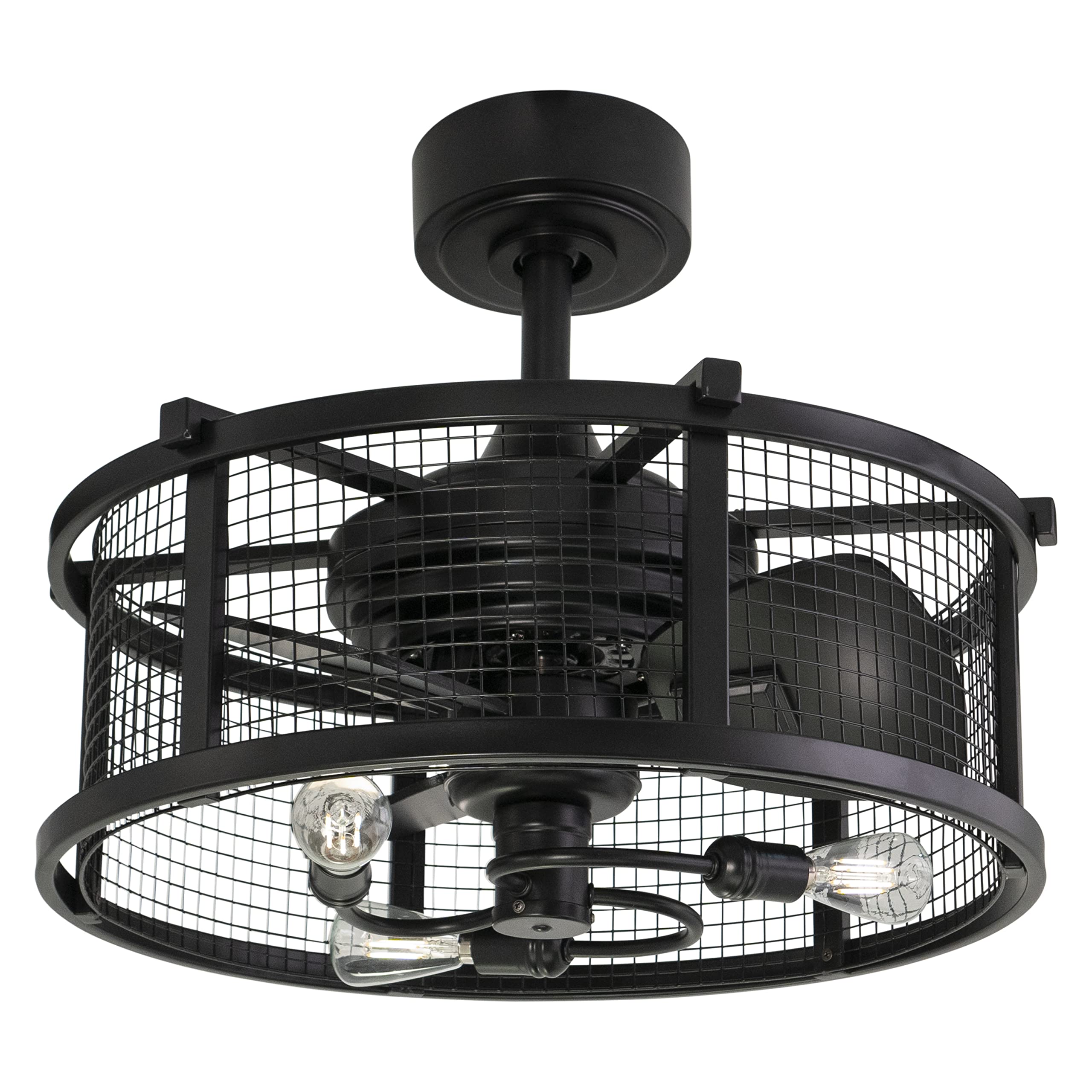 Humboldt Black Industrial Ceiling Fan with LED Light and Remote Control - Perfect for Warehouse, Garage, and Loft Spaces