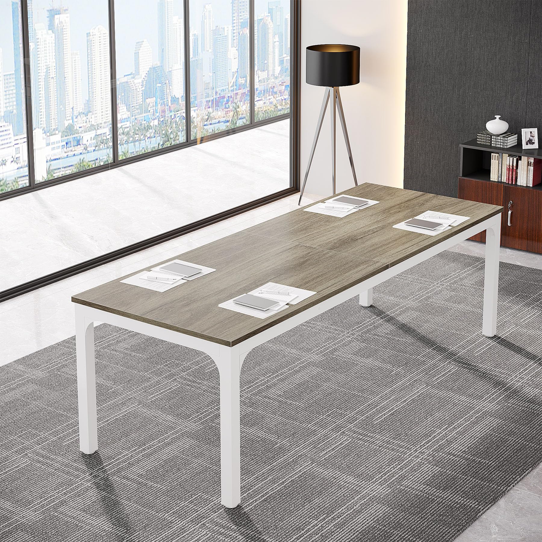 Tribesigns 78.74-Inch Large Conference Table Set - 13FT Oak & White Rectangular Meeting Table for Office, Seminar, and Business Meetings (4-Pack, Chairs Not Included) - Perfect for Conference Rooms, Team Collaborations, and Professional Workspaces