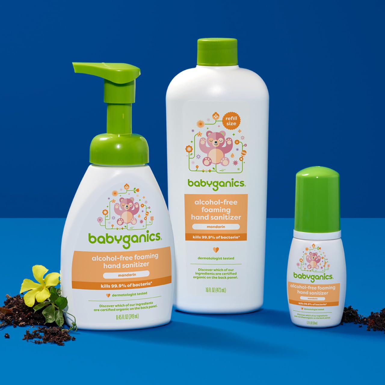 BabyGanics Mandarin Scented Hand Sanitizer Refill - 16oz | Alcohol-Based, Moisturizing Formula for Kids & Adults | Perfect for Home, School, Travel & On-the-Go Hygiene