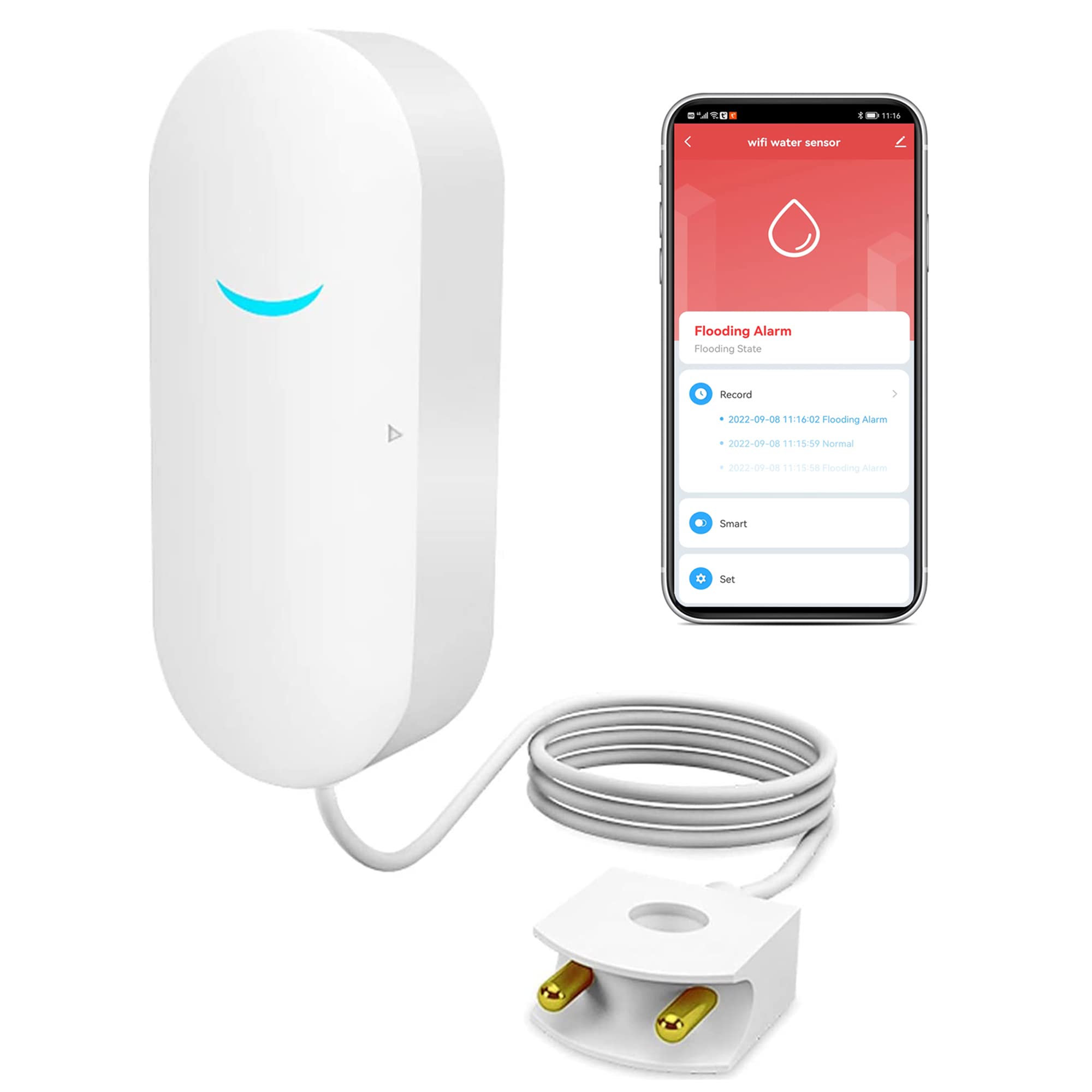 TUYA Smart Water Leak Sensor - Wireless Water Detector with Real-Time App Alerts & Remote Monitoring for Home, Basement & Kitchen | Early Flood Detection for Pipe Leaks, Washing Machine & Water Heater Protection