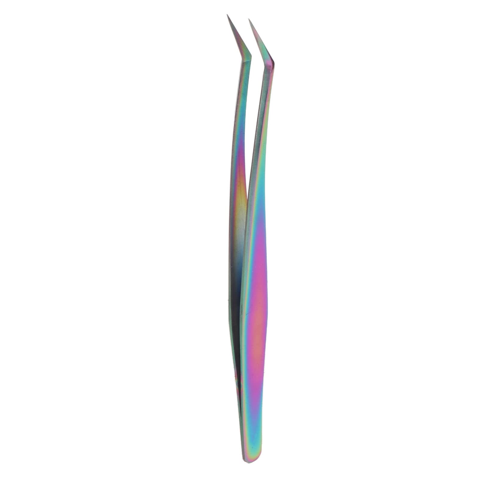 Professional Stainless Steel Eyelash Extension Tweezers - Comfortable Grip, Lightweight & Durable for False Lashes - Perfect for Salon & Home Use (Long Oblique Tweezer)