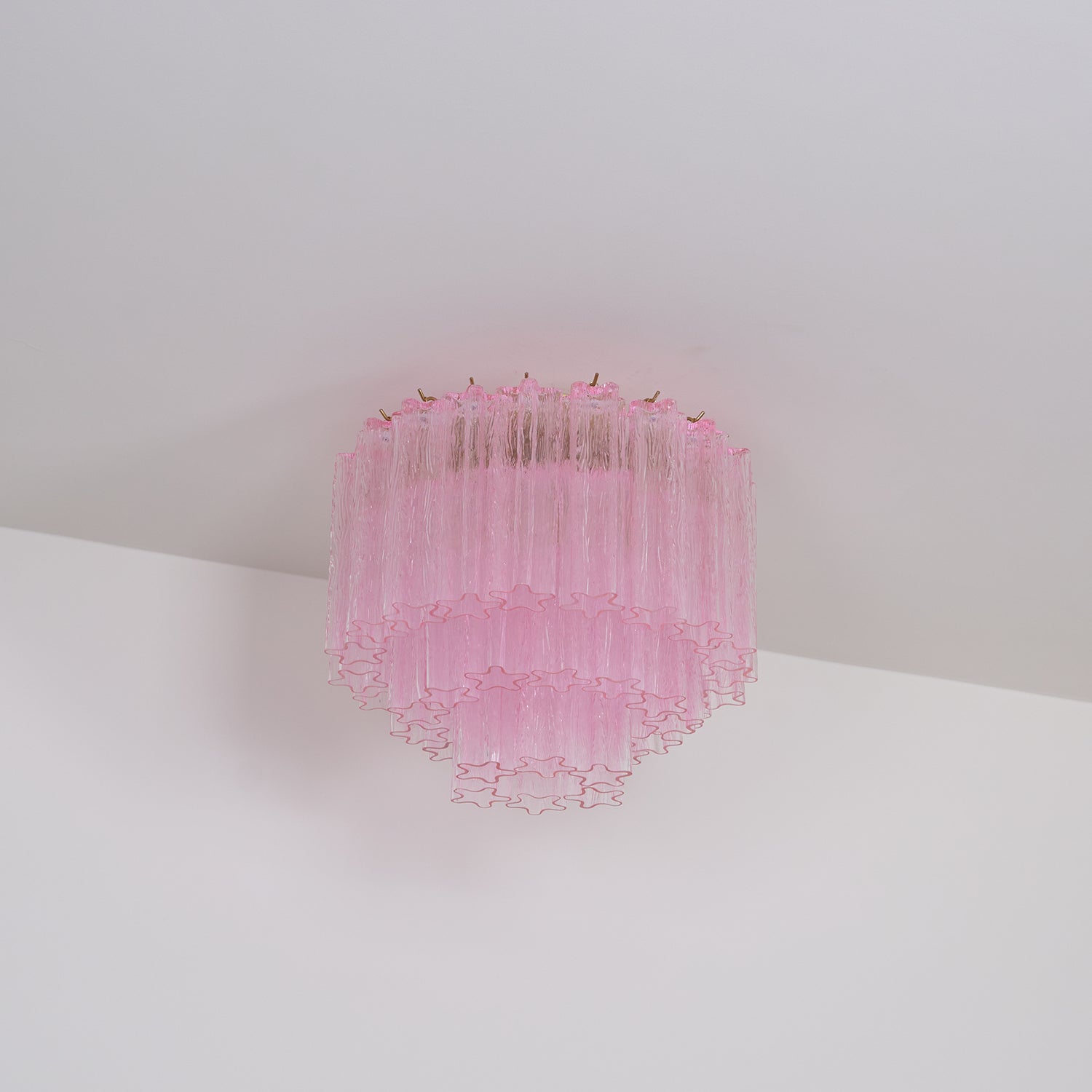 Murano Pink Glass Ceiling Light Fixture - Handcrafted Italian Glass Pendant Chandelier for Dining Room, Bedroom & Living Room Decor