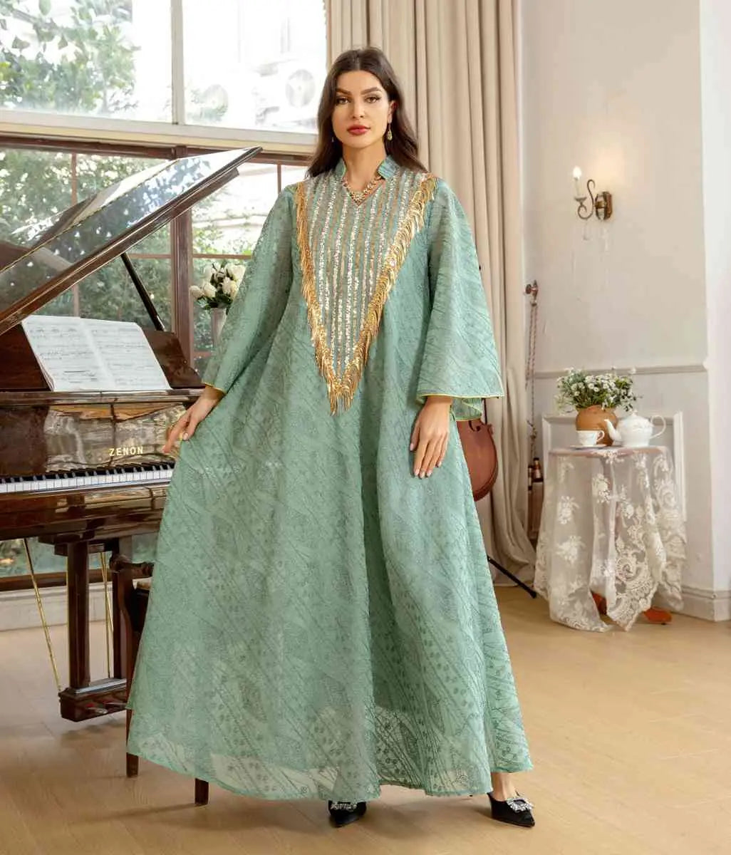 Elegant Eid Dress for Women - Doris Embroidery & Sequins Kaftan Caftan | Perfect for Eid Celebrations, Weddings & Special Occasions