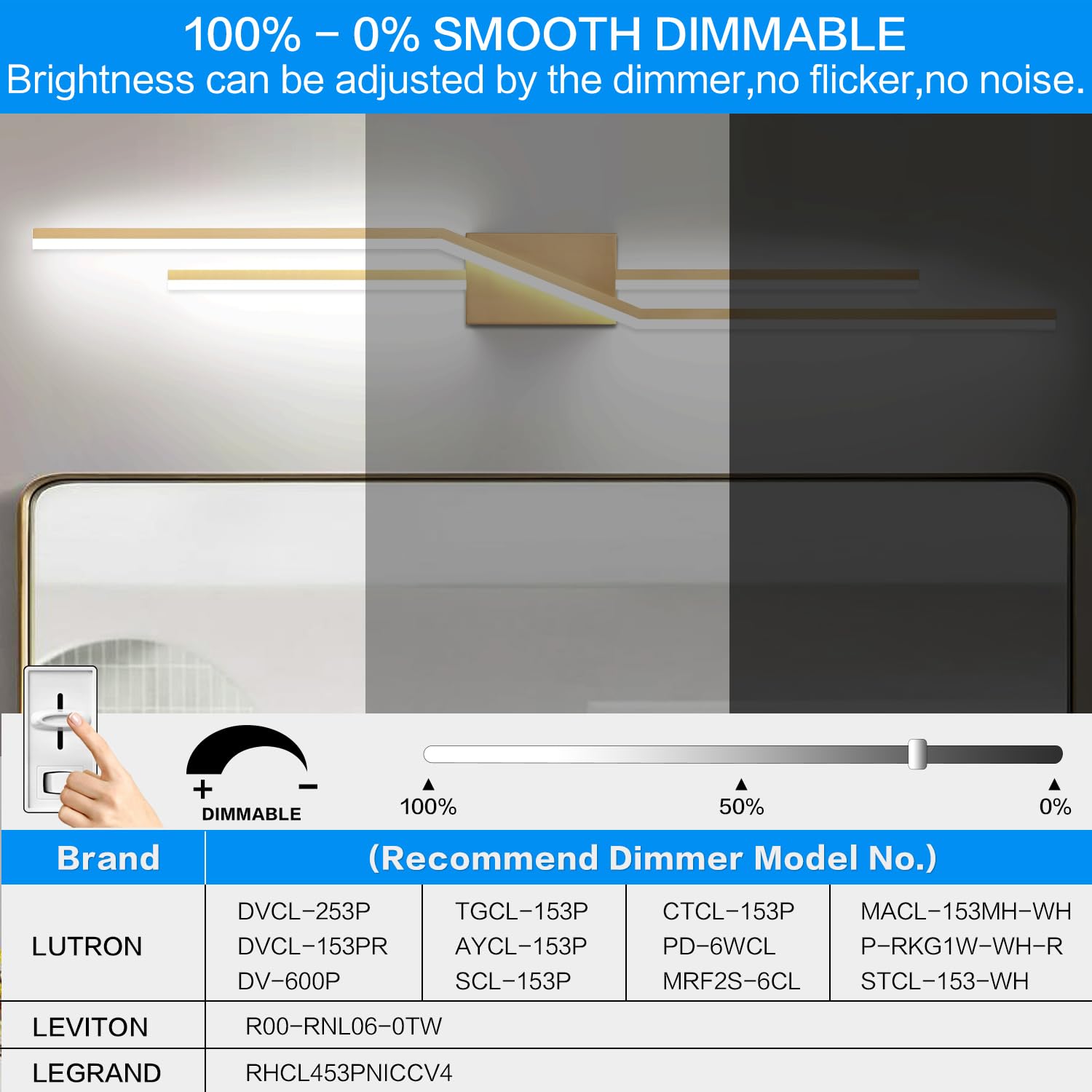 SOLFART 48 Inch LED Vanity Lights - Dimmable Bathroom Wall Light Fixture with Spotlight, Brushed Bronze Finish - Perfect for Makeup Vanity, Bathroom Mirror Lighting & Modern Home Decor