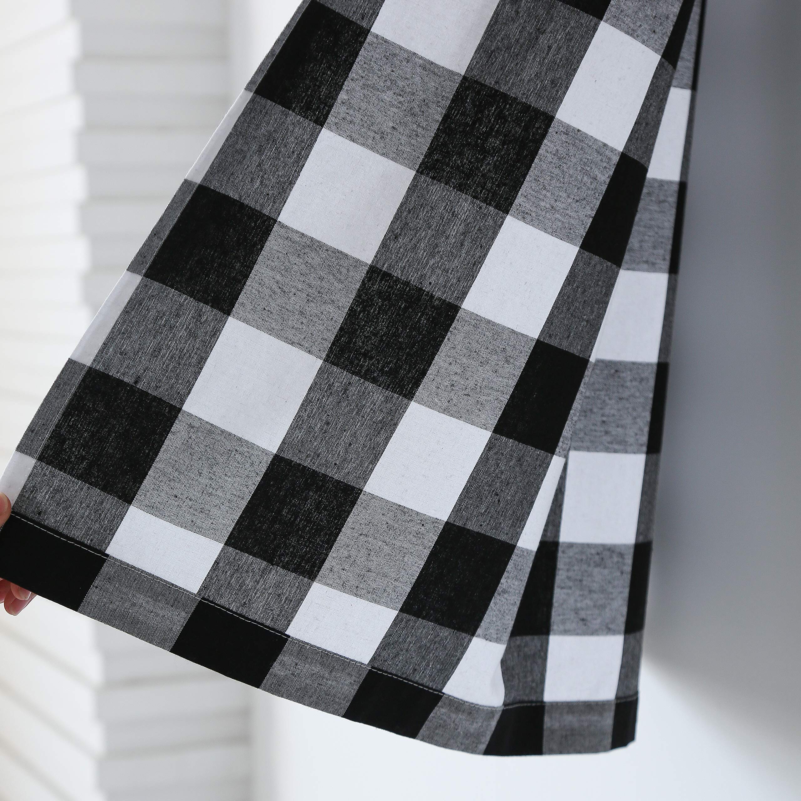 Buffalo Check Cotton Curtains 84 Inch Length - Black & White Gingham Plaid Window Drapes (Set of 2 Panels) with Rod Pocket for Kitchen, Living Room, Bedroom & Basement - Cozy Farmhouse Style Window Treatment for Home Decor