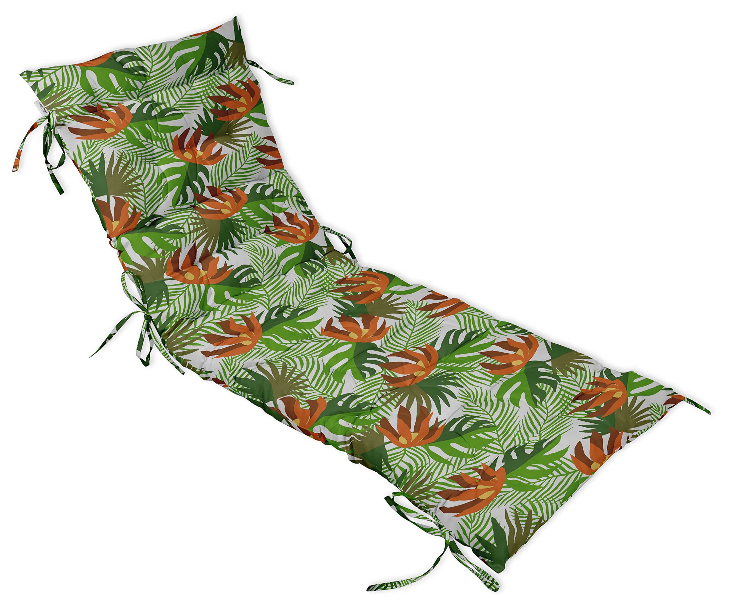 Printed Rocking Chair Sofa Cushion with Ties - Quilted Thick Padded Seat Cushion for Chaise Recliner, Garden, Outdoor Terrace & Bench - 74 x 23 Inches - Pear Green - Perfect for Patio Furniture, Sunroom, Poolside Lounging & Backyard Relaxation
