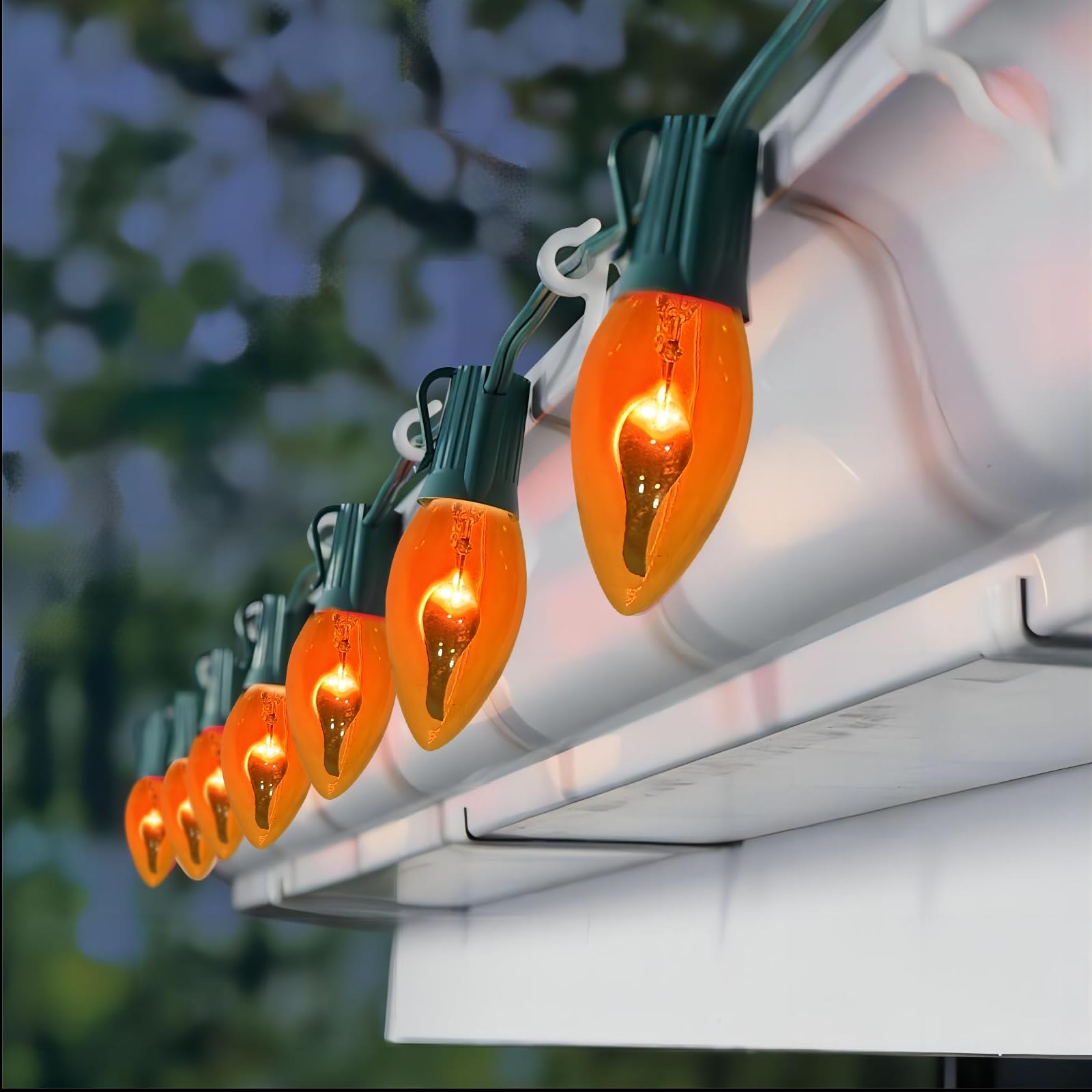 25 Pack Orange Flame Light Bulbs - 120V 1W E12/C7 Candelabra Base - Flickering Orange LED Bulbs for Chandeliers, Ceiling Fans, Wall Sconces - Perfect for Halloween Decor, Christmas Lights, Party & Home Ambiance Lighting