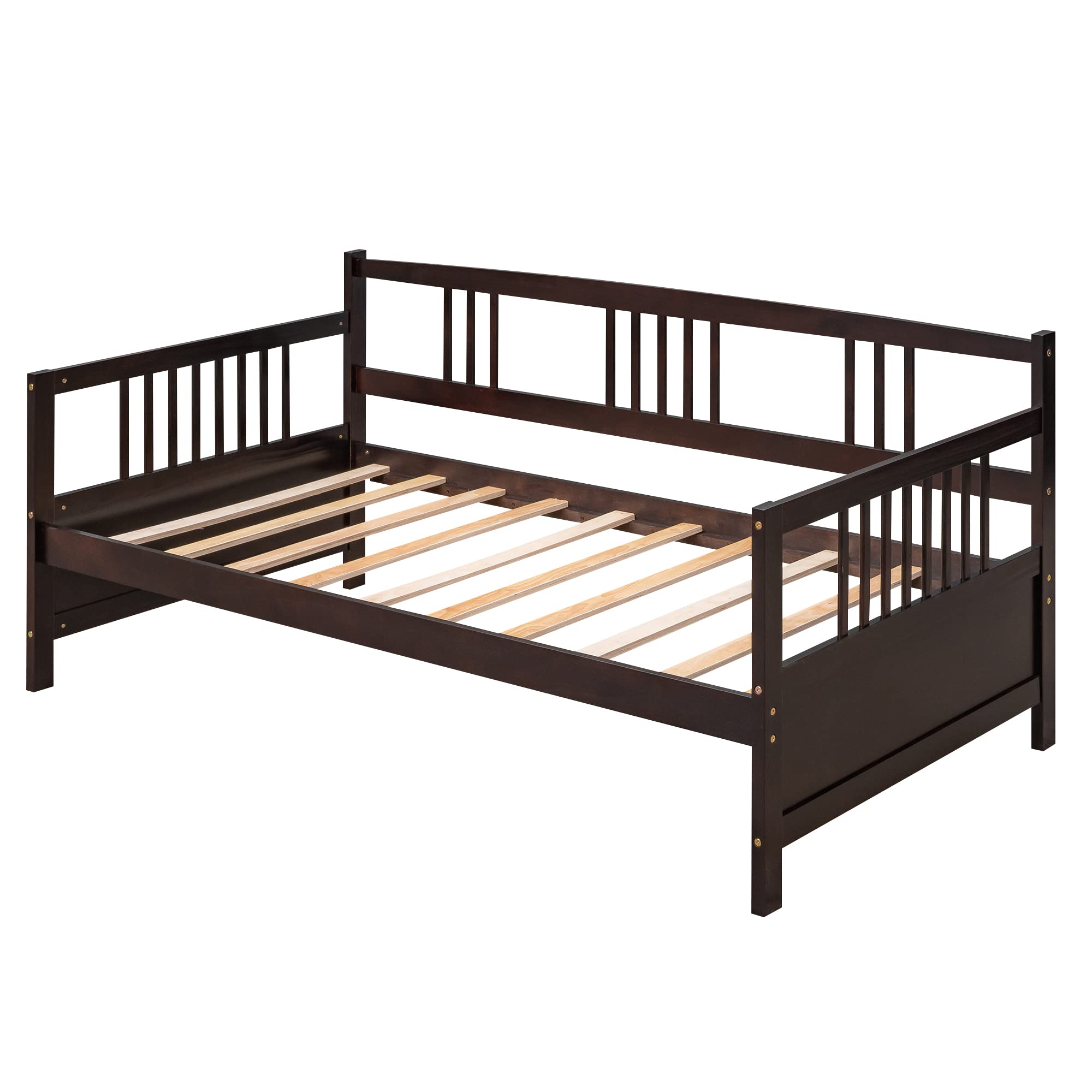 SOFTSEA Twin Size Daybed Frame with Wooden Slats Support - No Box Spring Needed - Modern Espresso Daybed for Guest Room, Dorm or Small Space