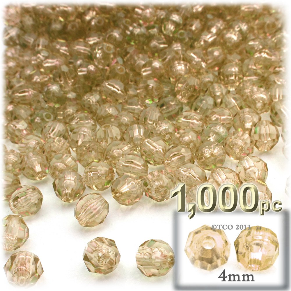 1,000pc 4mm Faceted Plastic Transparent Round Beads - Acid Yellow for Jewelry Making, DIY Crafts, Bracelets & Necklaces