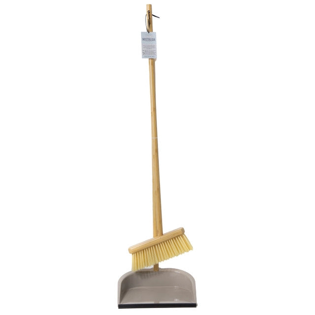 Nostalgic Long Handled Dustpan and Broom Set - Perfect for Hardwood Floors, Tile, and Kitchen Cleaning