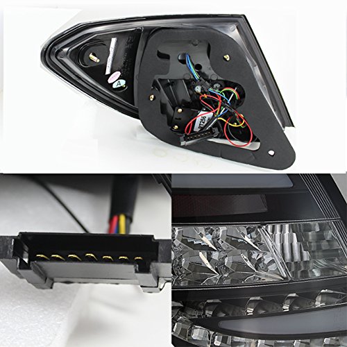 AKKON Rear LED Tail Lights Brake Lamps Replacement Pair for 2008-2010 Mercedes-Benz W203 C-Class 4-Door Sedan - Black Bezel - Enhanced Visibility & Style for Night Driving & Car Customization