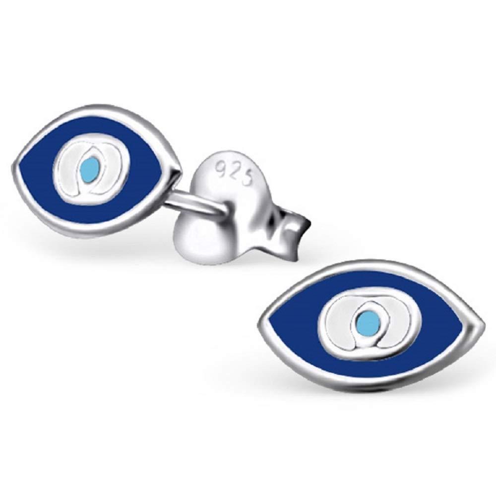 ICYROSE 925 Sterling Silver Small Blue Evil Eye Stud Earrings for Women - Nickel Free Hypoallergenic Jewelry Gift - Perfect for Everyday Wear, Protection & Good Luck Charm