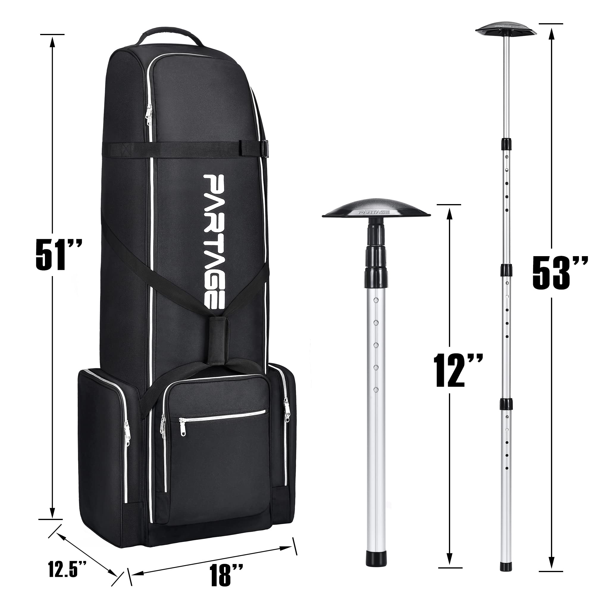 Premium Golf Travel Bag with Wheels - Durable Airline Approved Golf Case for Easy Transport (Black) - Perfect for Air Travel, Golf Tournaments & Club Storage