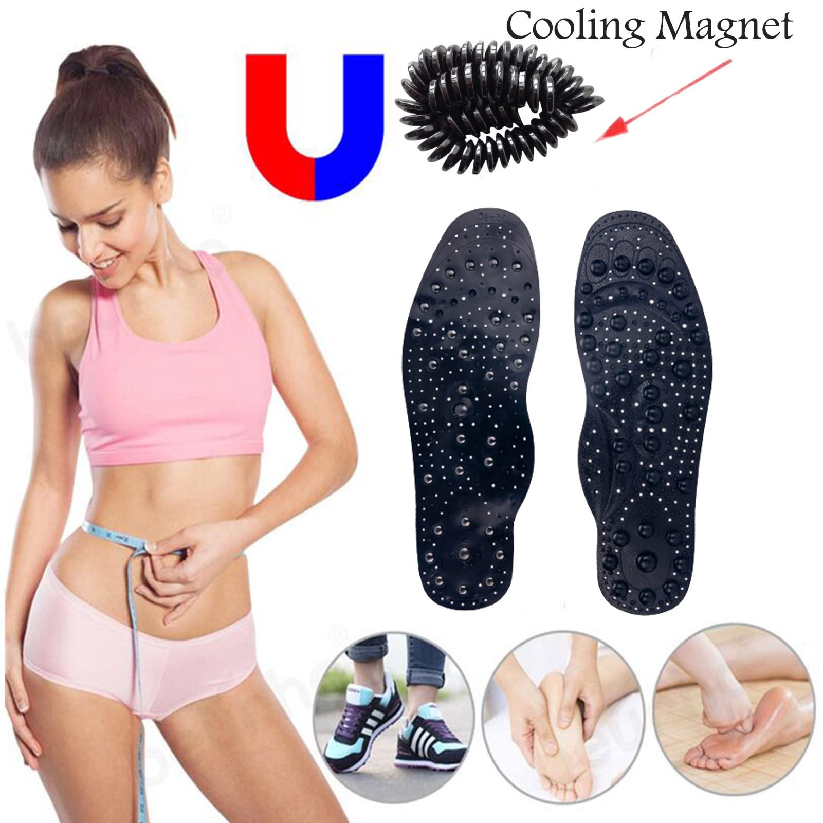 68 Magnets Acupressure Magnetic Shoe Insoles for Men - Foot Massage & Pain Relief Therapy, Reflexology Orthopedic Inserts (10.83 Inch) - Perfect for Running, Walking & Standing All Day