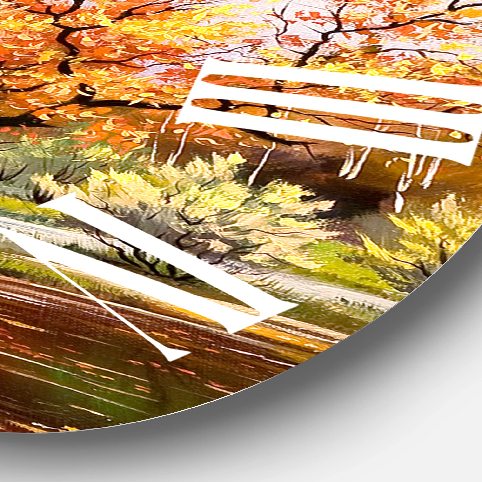 Large 'River in The Orange Woods' Landscape Wall Clock - Nature-Inspired Decor for Home, Office & Living Room | Silent Non-Ticking Modern Clock