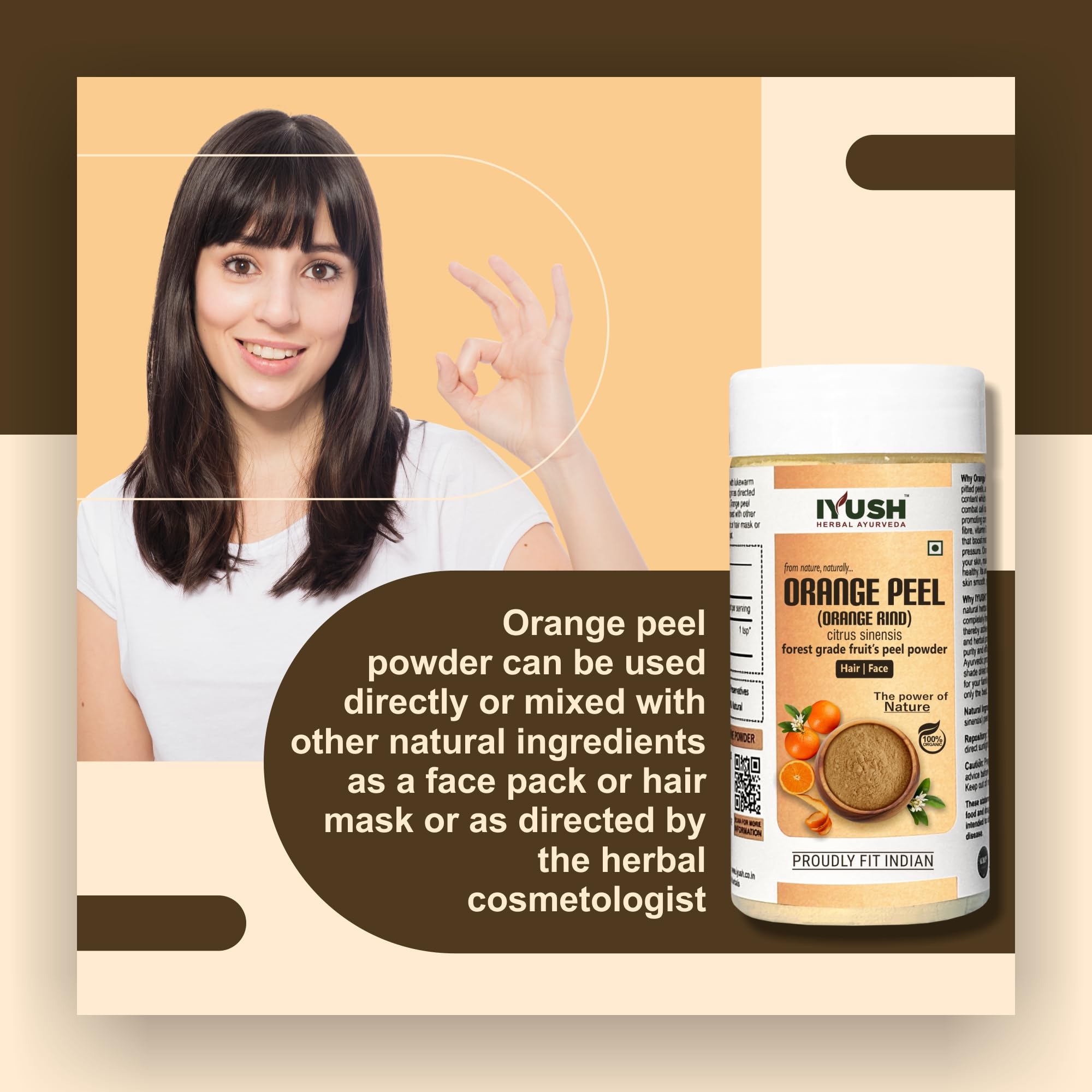 IYUSH Organic Orange Peel Powder for Skin Brightening & Tan Removal – 250g | Ayurvedic Face Pack for Glowing Skin | Natural D-Tan Treatment | Perfect for Daily Skincare & Spa Treatments