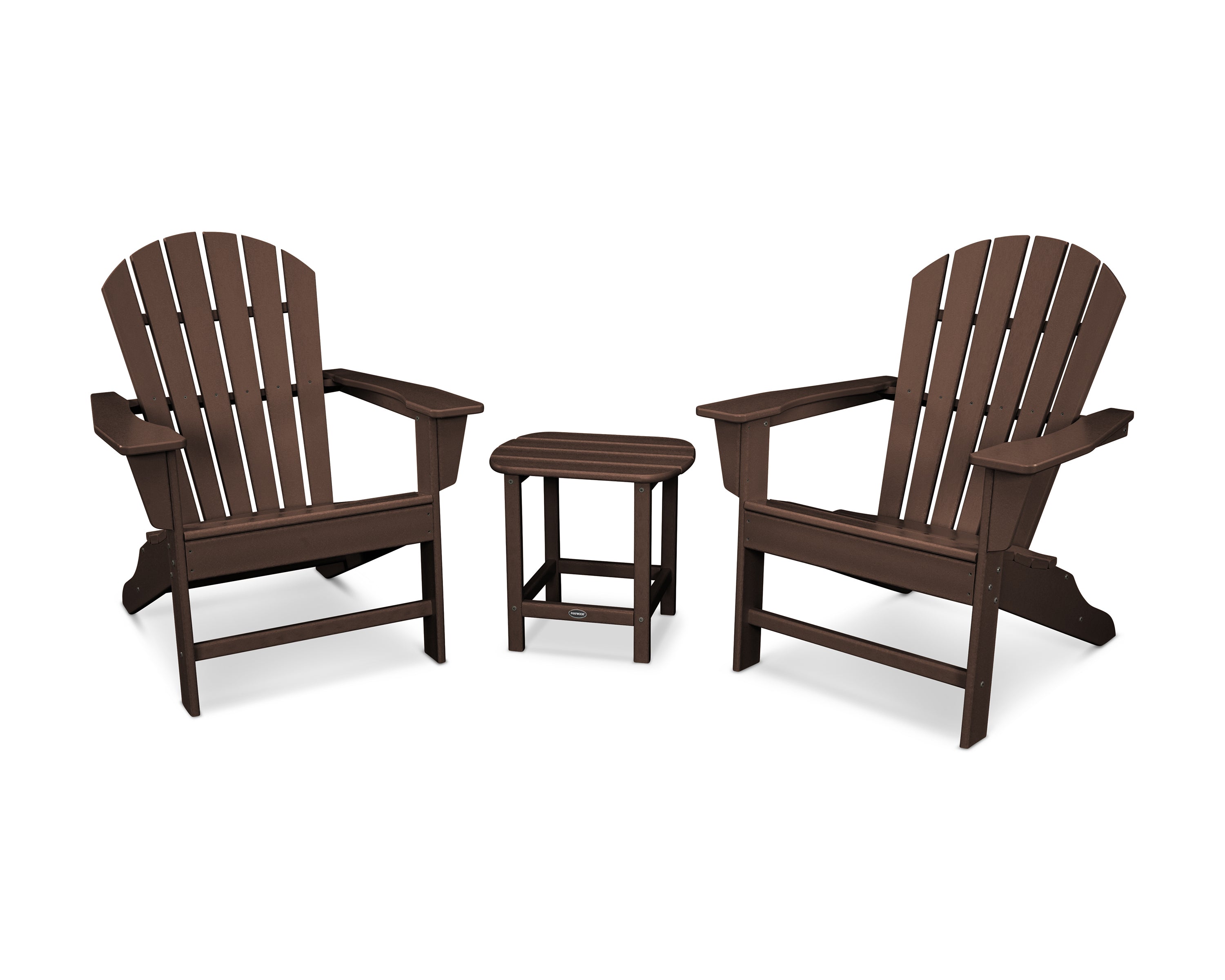 POLYWOOD South Beach Adirondack 3-Piece Outdoor Patio Furniture Set - Durable All-Weather Resin Chairs & Table for Poolside, Garden, Deck, and Backyard Relaxation