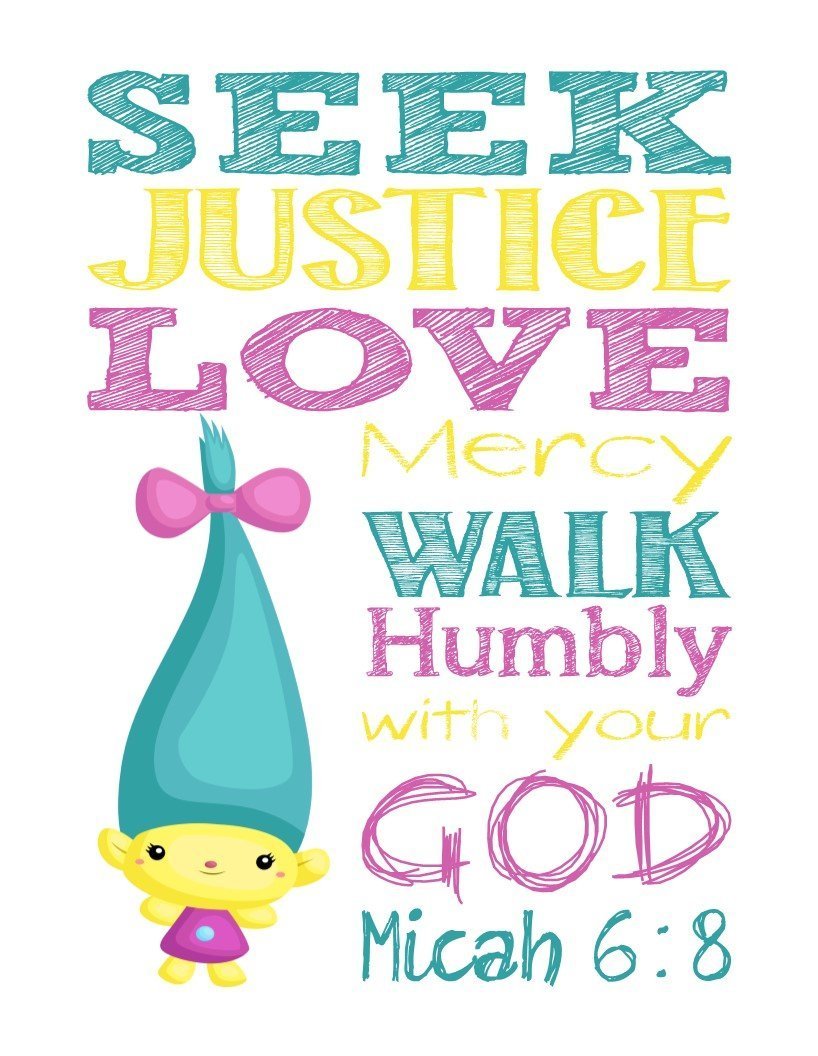 Trolls Christian Nursery Decor - 4 Bible Verse Prints for Kids' Room