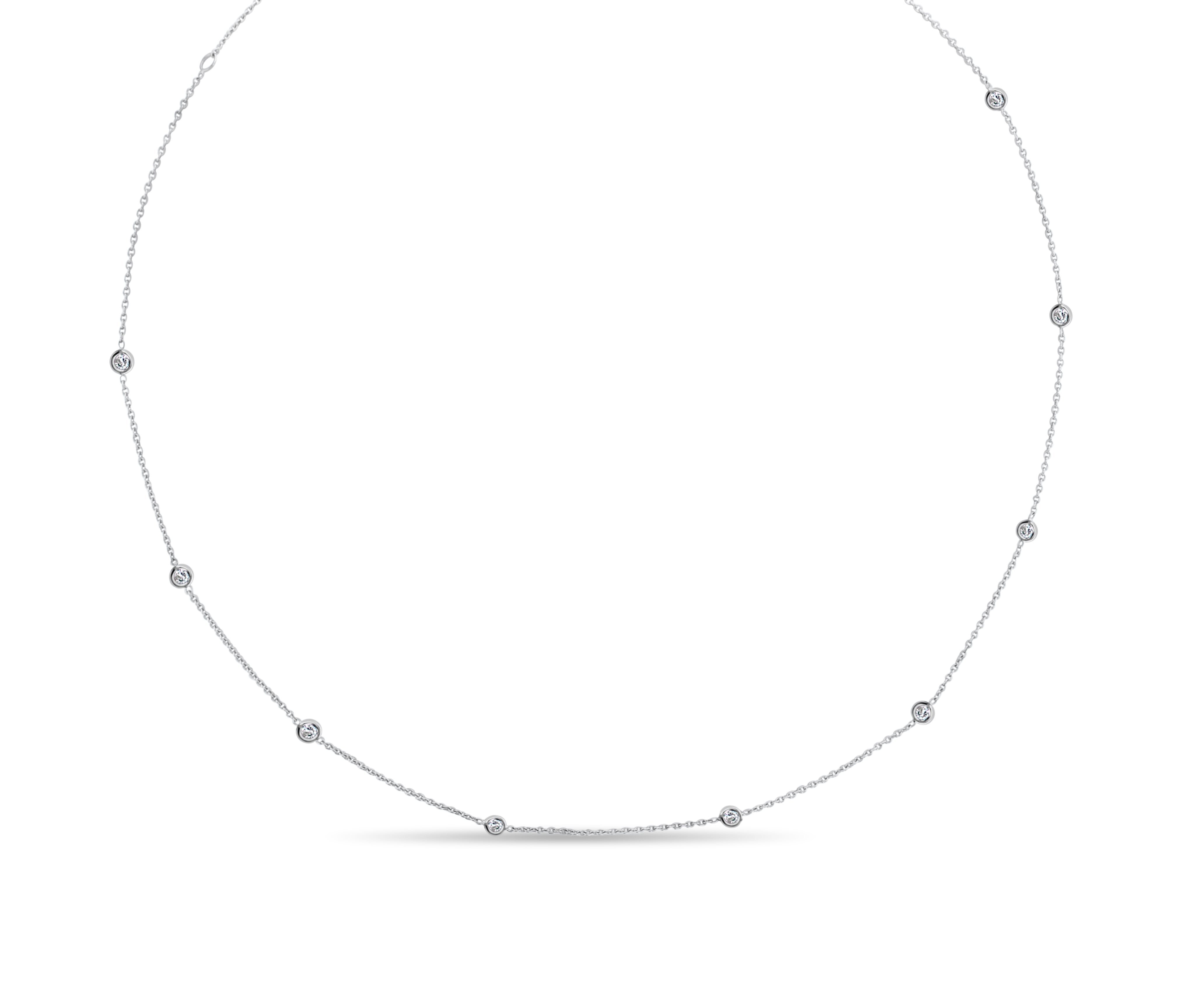 14K White Gold Diamond Spacer Bezel Necklace - Elegant Layering Jewelry for Women, Perfect for Weddings, Parties & Everyday Wear