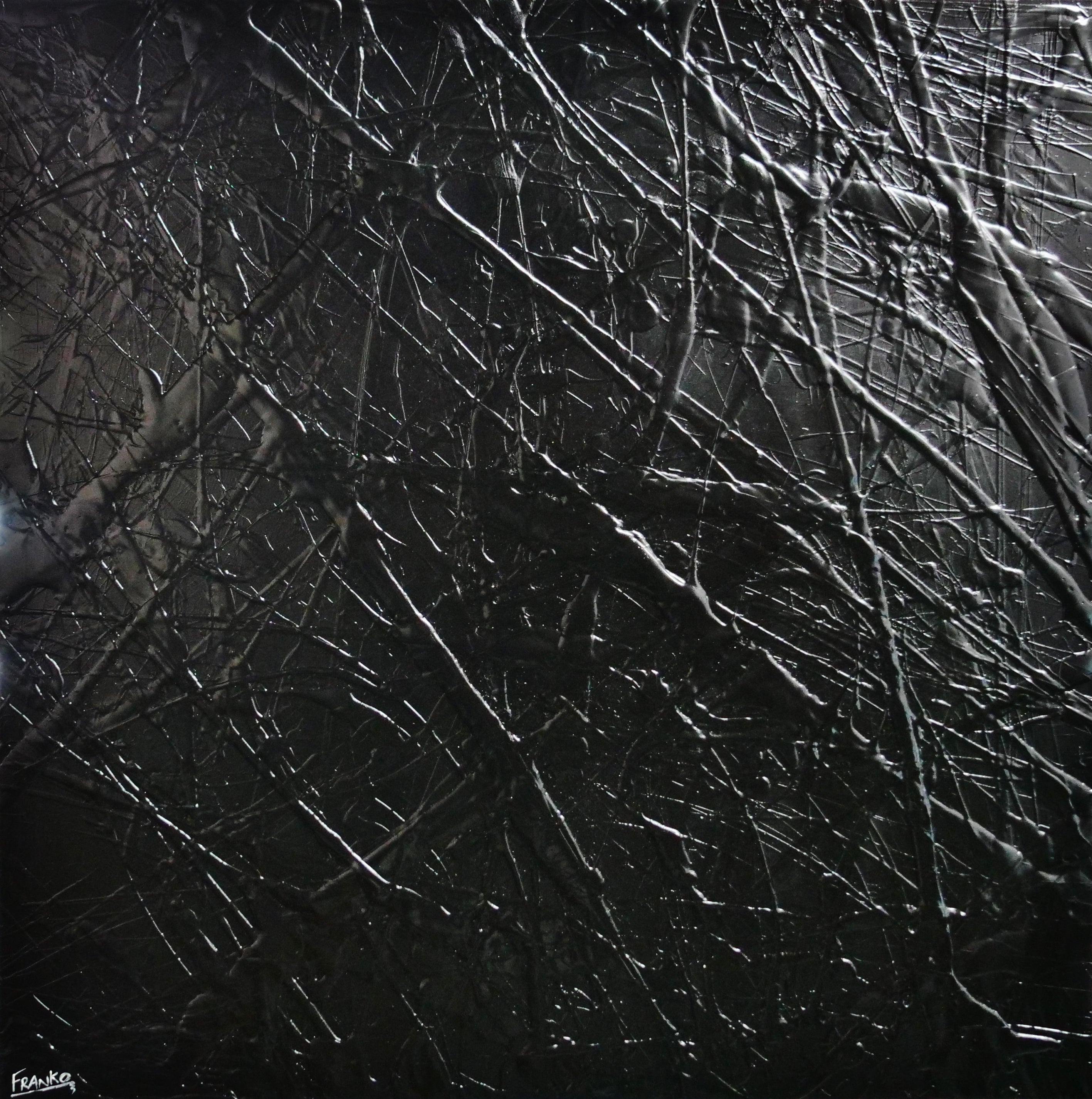 Nero 120cm x 120cm Black Textured Abstract Canvas Wall Art - Modern Home Decor for Living Room, Bedroom & Office