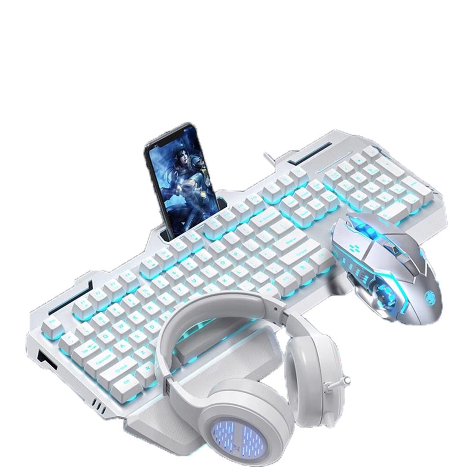 RGB Gaming Keyboard and Mouse Combo with Wired USB Mechanical Switches, Rainbow Backlit for PC - Perfect for Office Work, Beginner Gamers & Professional Gaming Setups