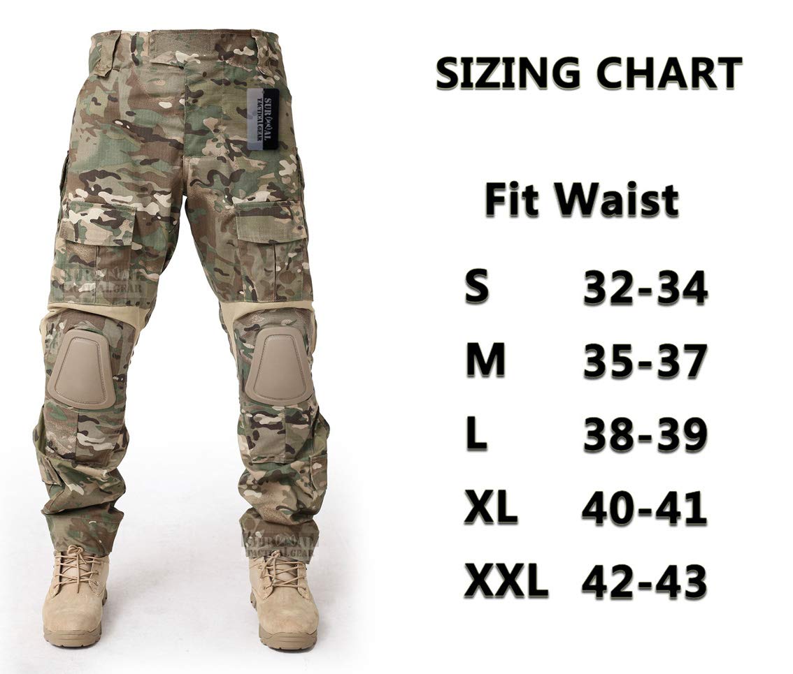 Combat Gen3 Tactical Pants for Men with Knee Pads - Military BDU Camouflage Trousers for Airsoft, Paintball & Outdoor Activities | Durable Tactical Apparel for Hunting, Hiking & Combat Training