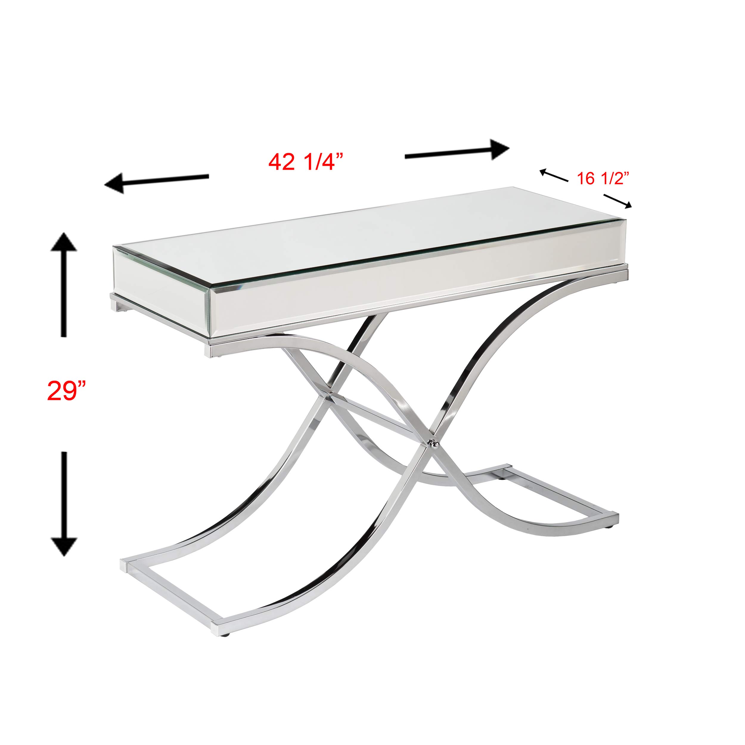Ava Mirrored Console Table with Chrome Finish - Elegant Entryway Furniture for Living Room & Hallway Decor
