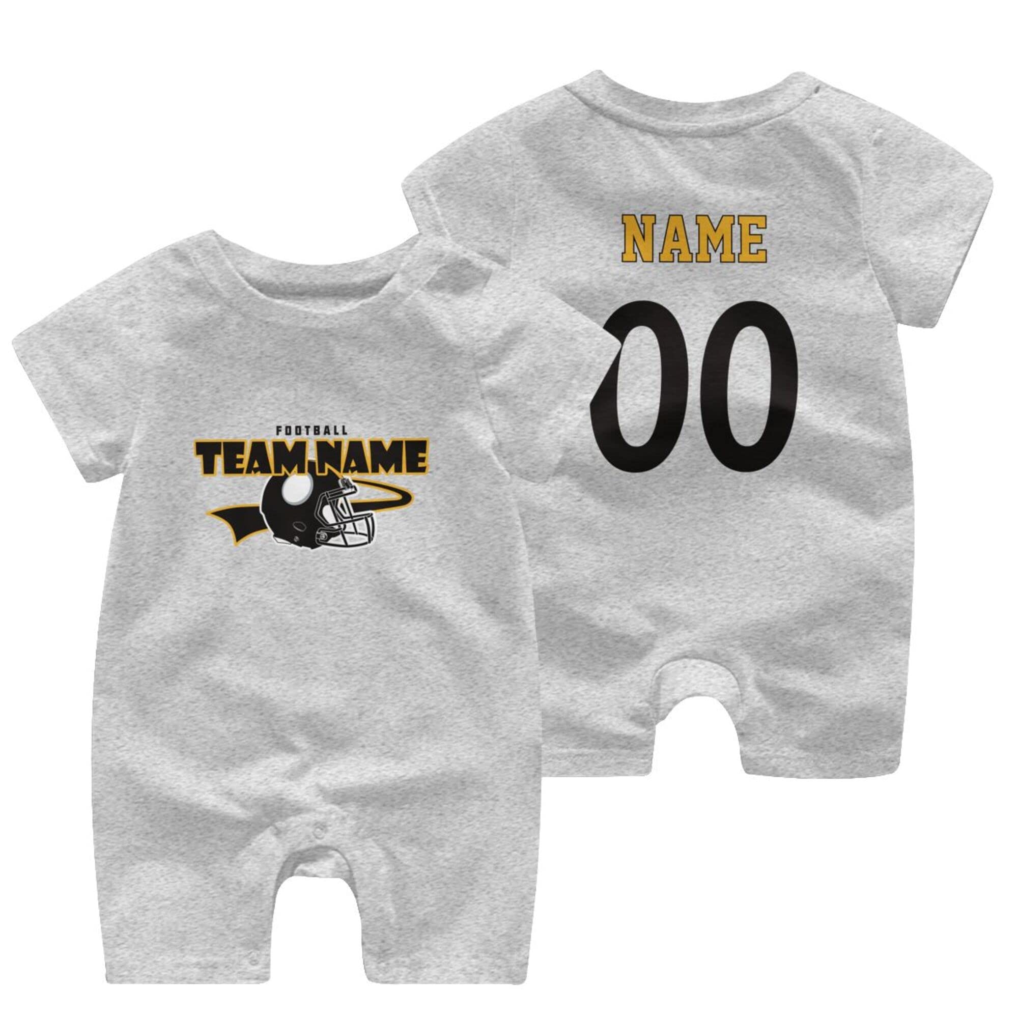ANTKING Custom Baby Bodysuit with Name & Number - Soft Cotton Infant Onesie for Boys & Girls | Perfect Baby Shower Gift & Newborn Outfit for Pittsburgh Fans