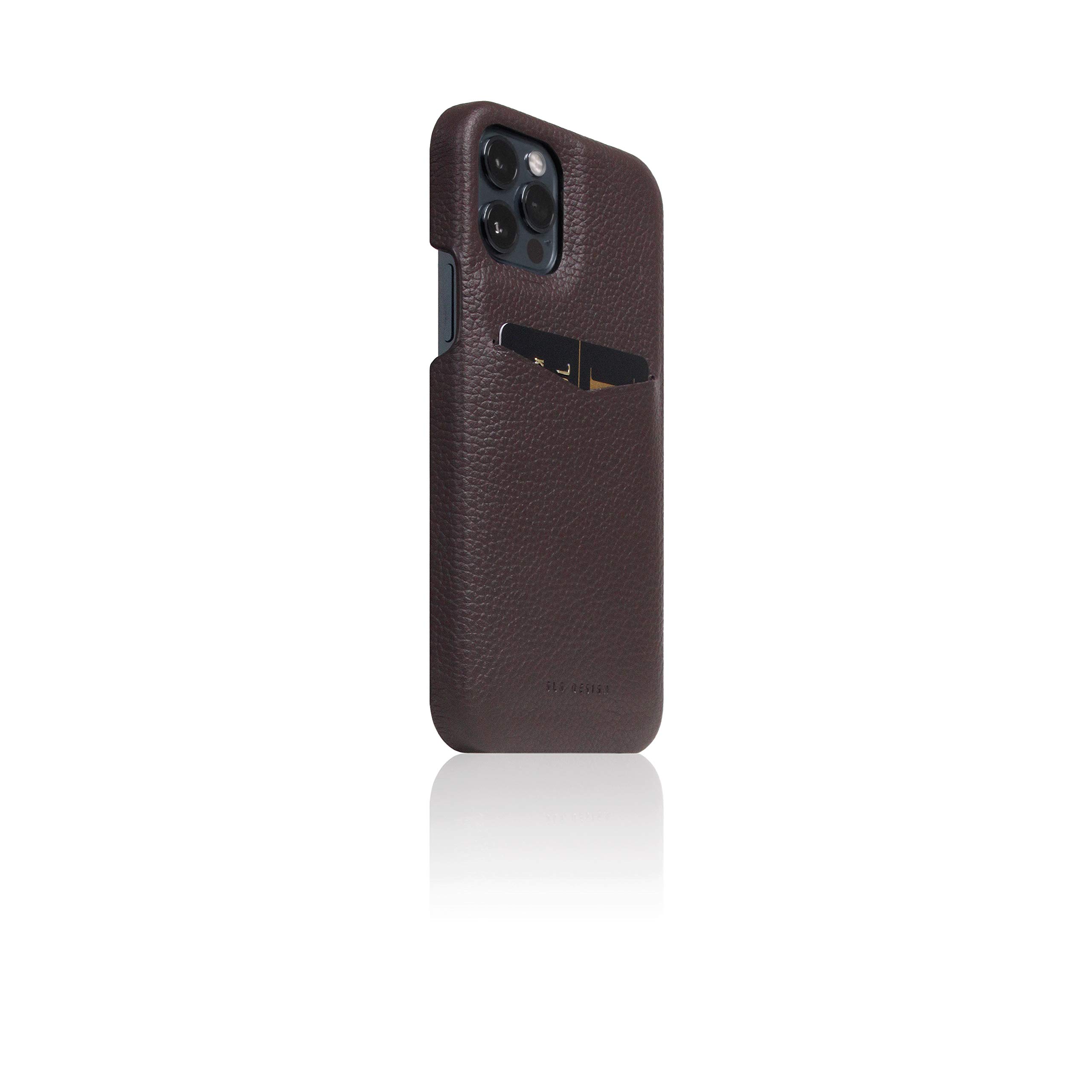 Premium D8 Full Grain Leather Back Case with Card Slot Holder for iPhone 12 Pro Max - Handmade Brown Cream Cover with Gift Box | Perfect for Business Professionals & Daily Commuters