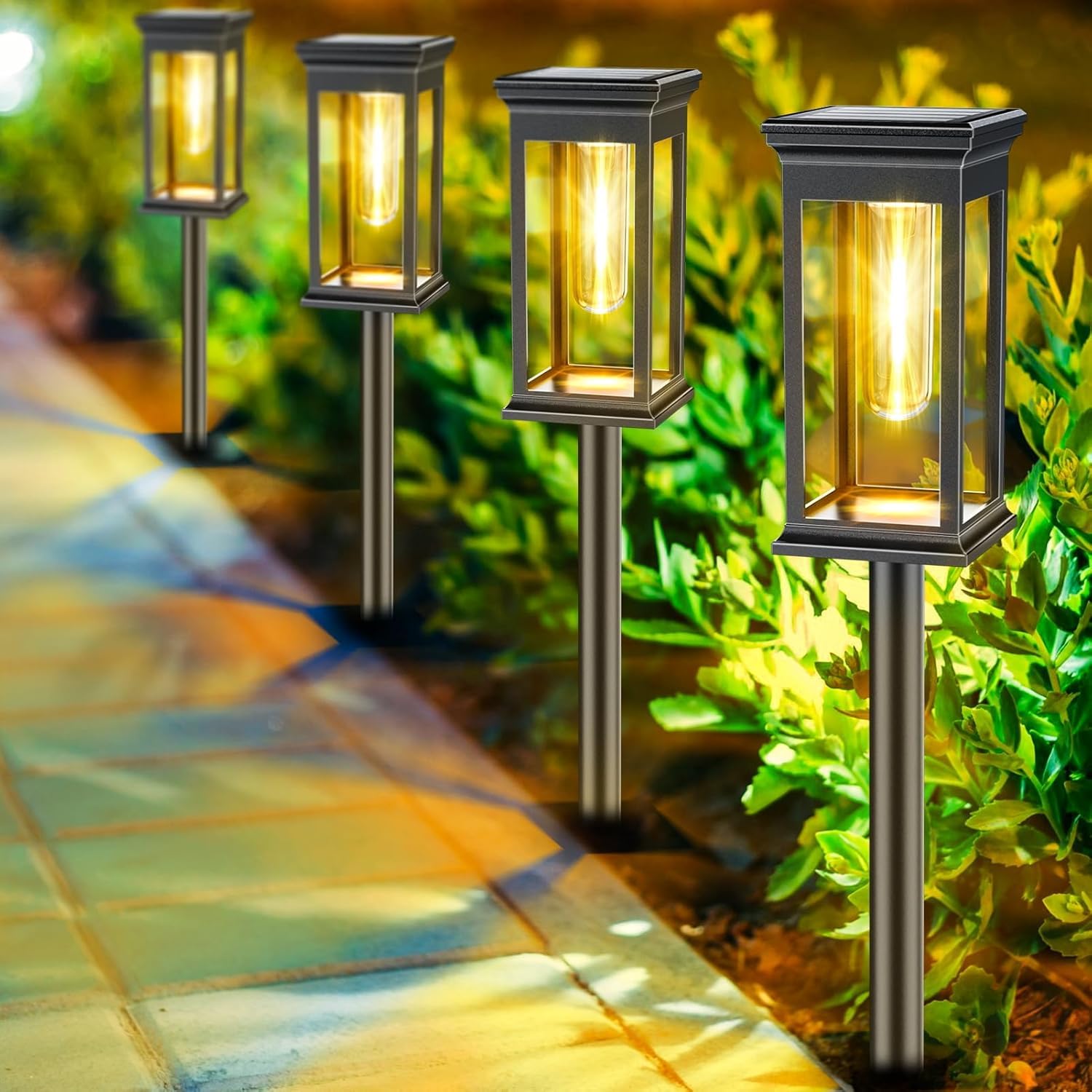 Solar Pathway Lights Outdoor 4 Pack - Waterproof Solar Garden Lights with Auto On/Off, Bright Solar Powered Landscape Lighting for Yard, Patio, Lawn & Walkway | Perfect for Garden Decor, Driveway Lighting & Backyard Illumination