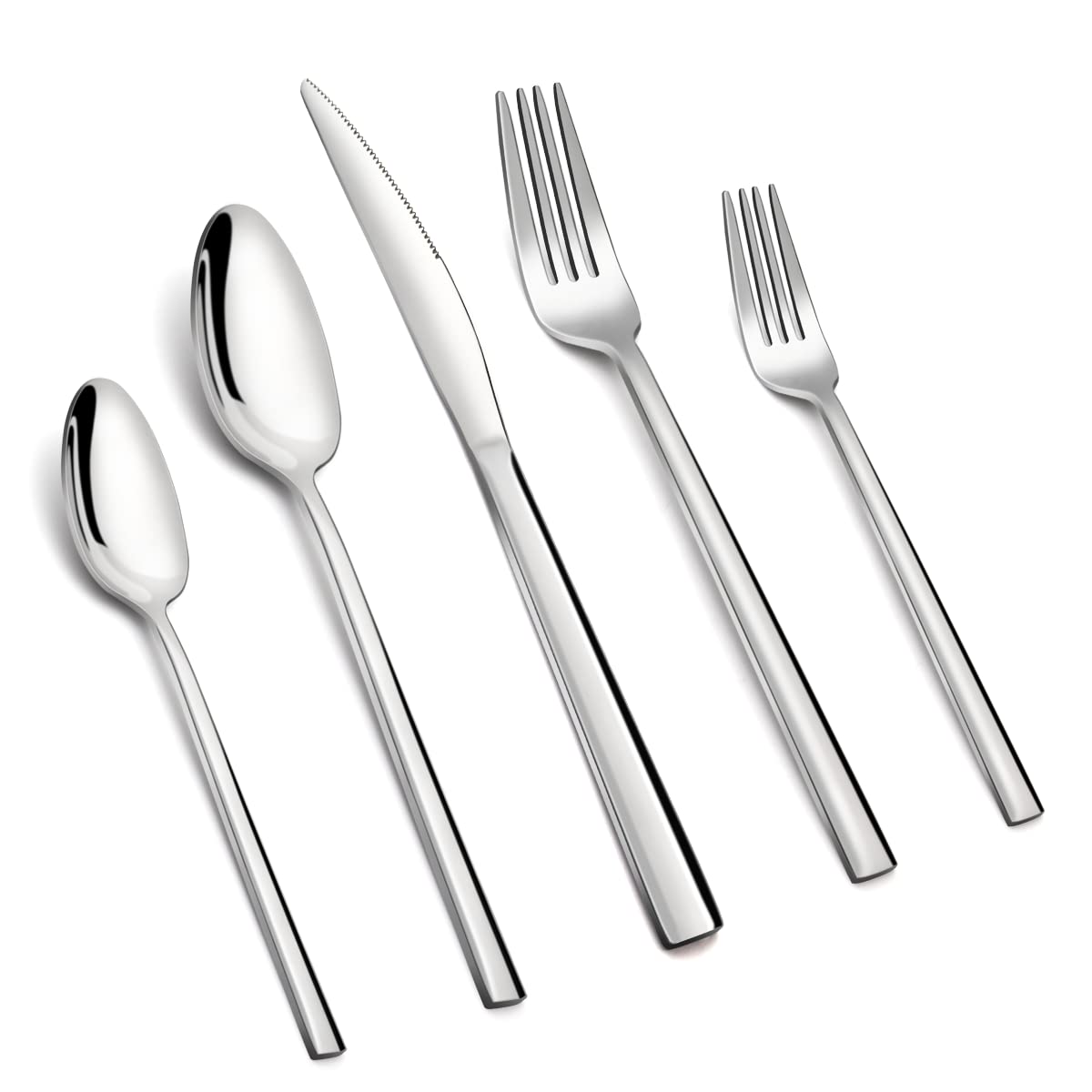 40-Piece Stainless Steel Flatware Set for 8 - Mirror Polished Silverware Cutlery Set with Forks, Spoons & Knives - Dishwasher Safe, Rust-Resistant - Perfect for Dinner Parties, Restaurants & Everyday Dining
