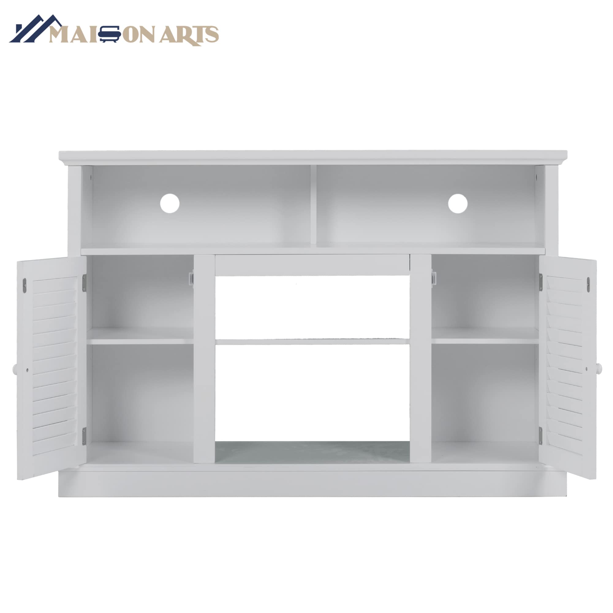 MAISON ARTS Modern TV Stand for 55 Inch TV with Storage, Entertainment Center Media Console Table, Buffet & Sideboard for Living Room, Bedroom, Kitchen - White | Perfect for Home Theater Setup and Living Room Organization