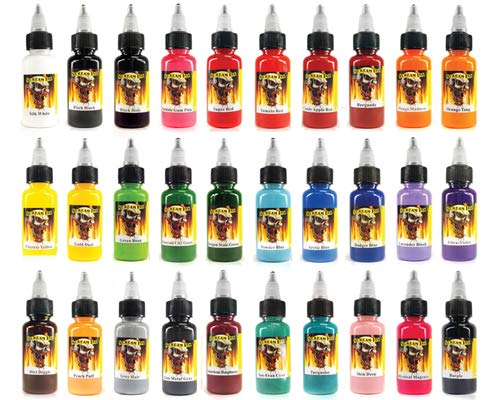 Premium Scream Tattoo Ink 30-Pack Set (1oz Bottles) - Professional Tattoo Supplies Kit for Artists - Perfect for Tattoo Parlors, Home Studios & Body Art Enthusiasts