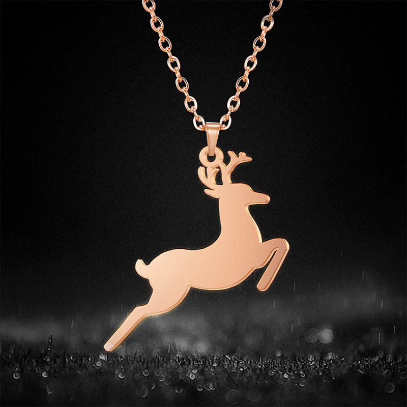 Stainless Steel Deer Pendant Necklace for Women - Elegant Jewelry Gift for Christmas, Birthday & Anniversary - Perfect for Casual Wear, Office & Special Occasions