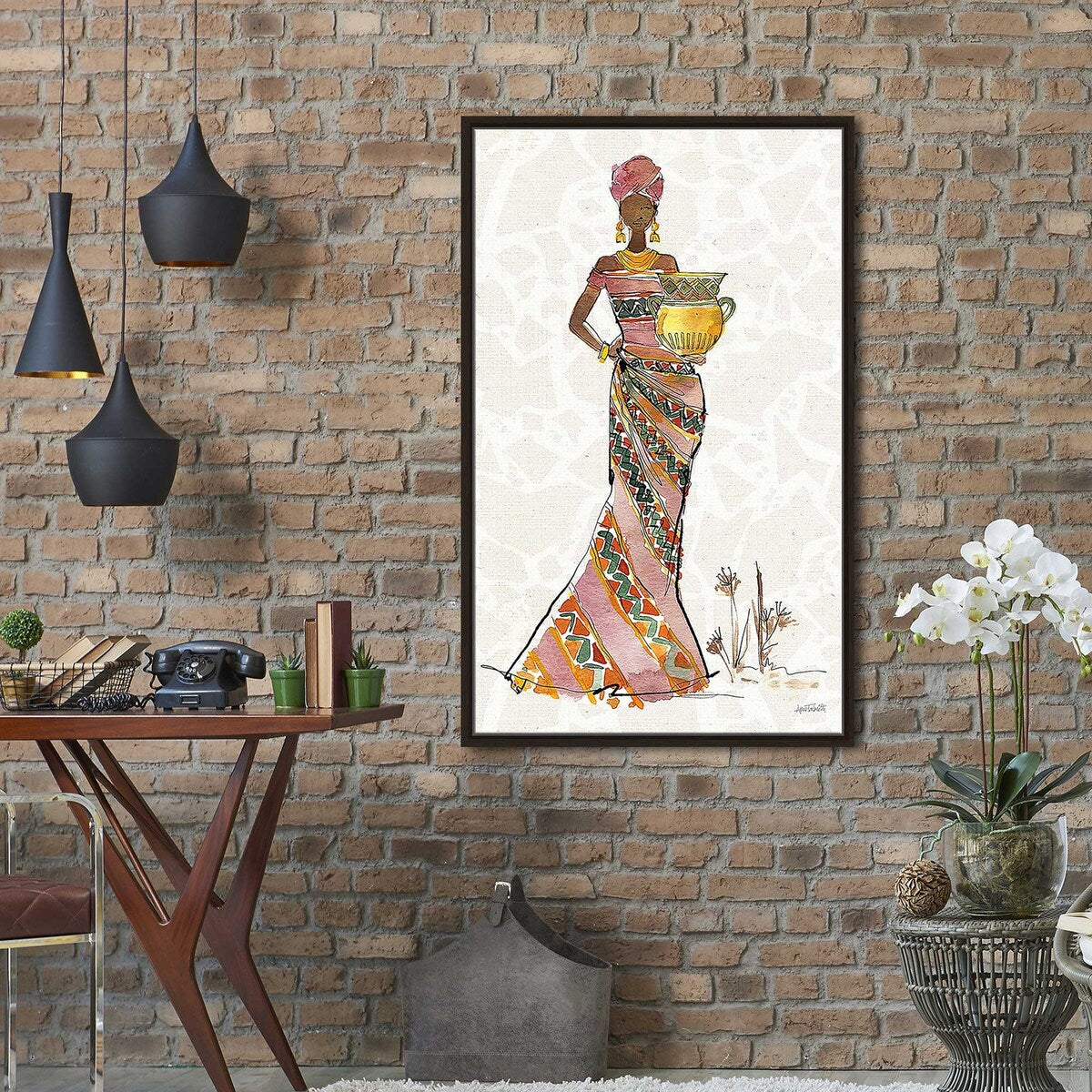 African Flair X Print Floating Canvas Wall Art - Handmade Tribal Decor for Living Room, Bedroom & Office