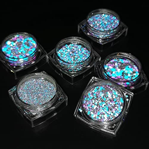 Holographic Nail Glitter Powder - Diamond Reflective Nail Art Glitter for Women & Girls - Shiny Silver, Blue, Purple, Gold Pigment - Perfect for Manicures, Nail Art Designs & Party Nail Decorations