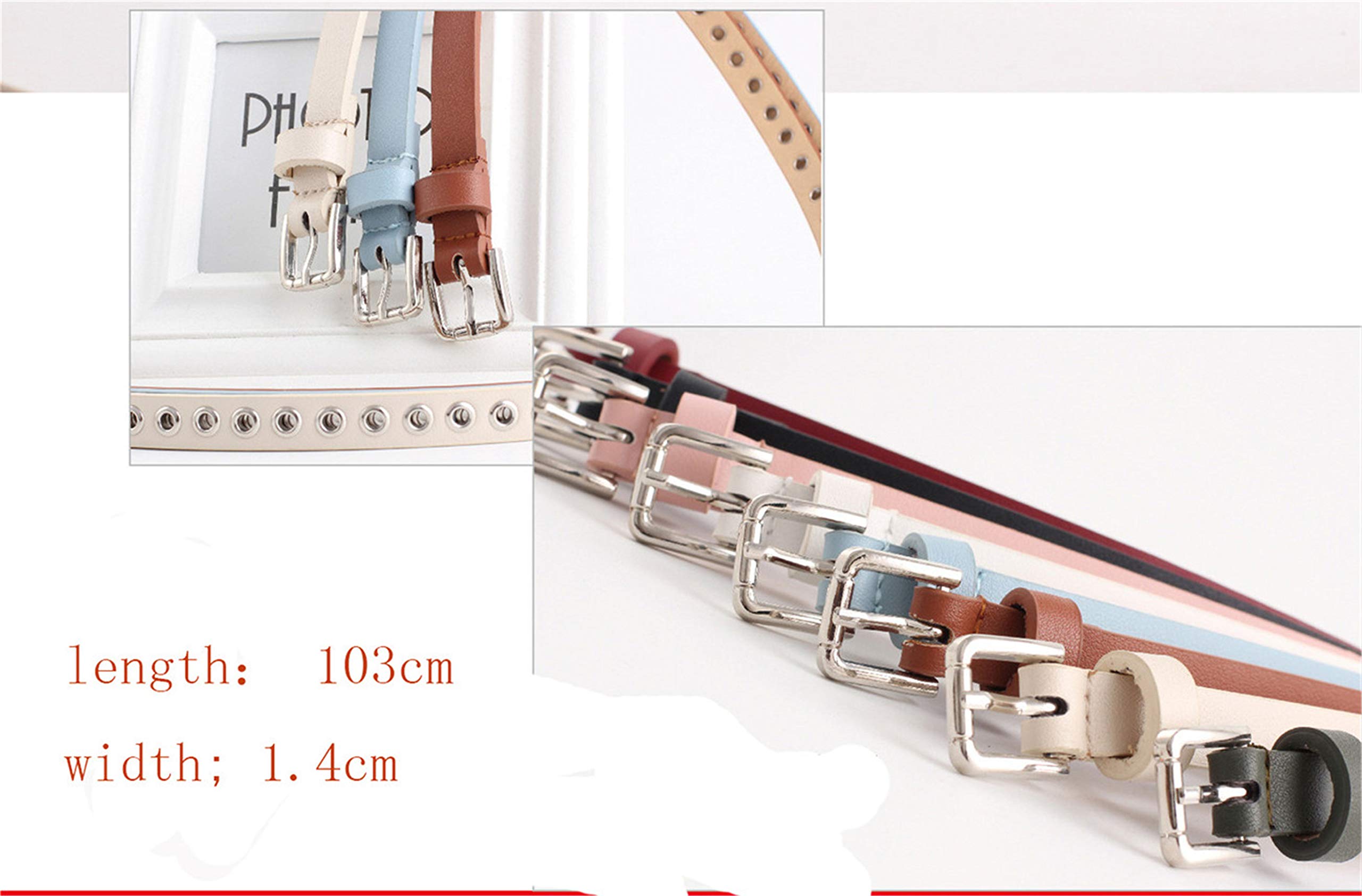 Andongnywell Women's Punk Rock Studded Skinny Leather Belt - Black Long Waist Band for Jeans & Pants | Gothic Fashion Accessory for Concerts & Night Out