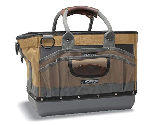Veto MB-TTXL Heavy-Duty Tool Tote with Non-Slip Rubber Base - Perfect for Electricians, Contractors & DIY Home Repairs
