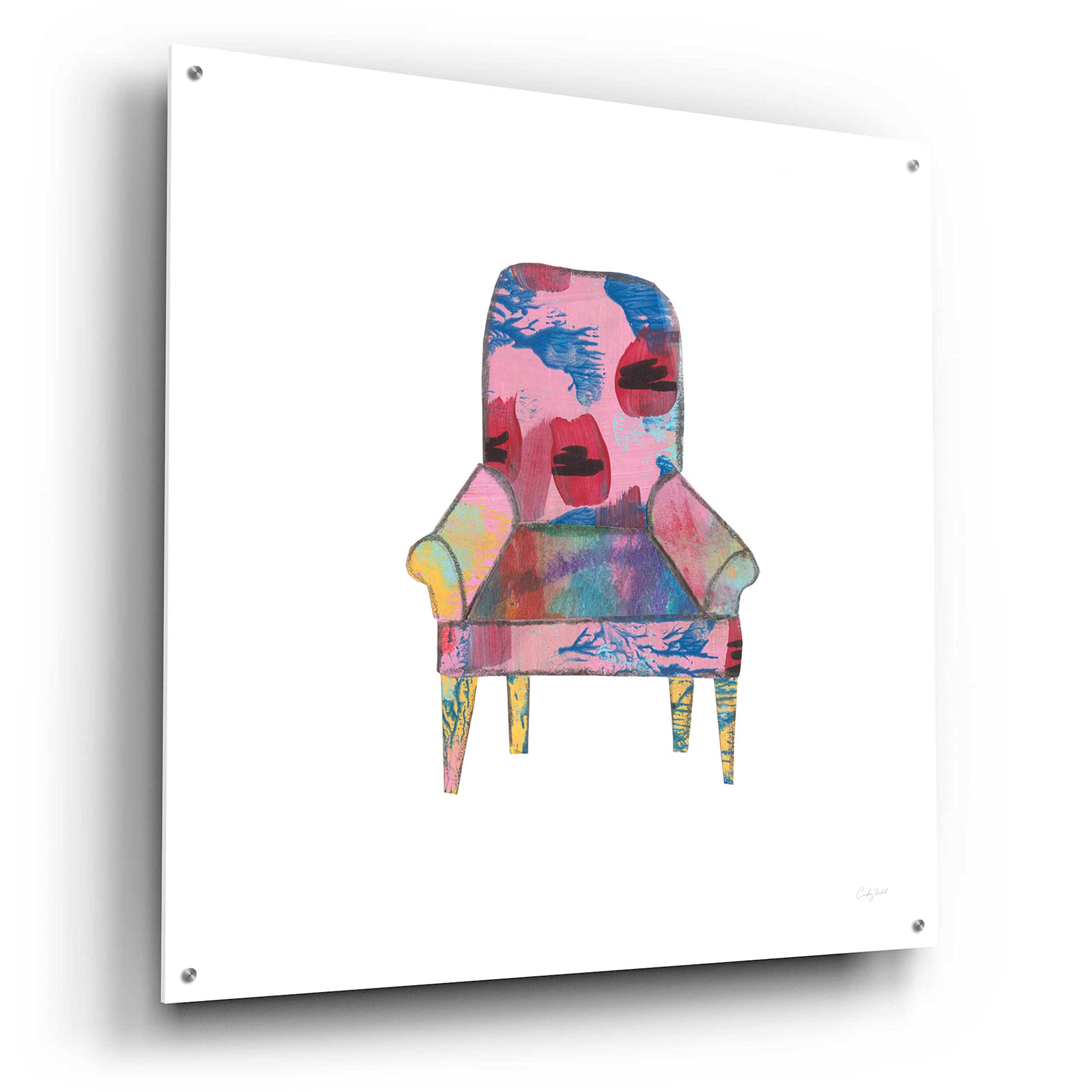 Courtney Prahl Mod Chairs VII - 36x36 Inch Modern Acrylic Glass Wall Art Decor for Living Room, Bedroom & Office - Contemporary Abstract Painting Home Decor