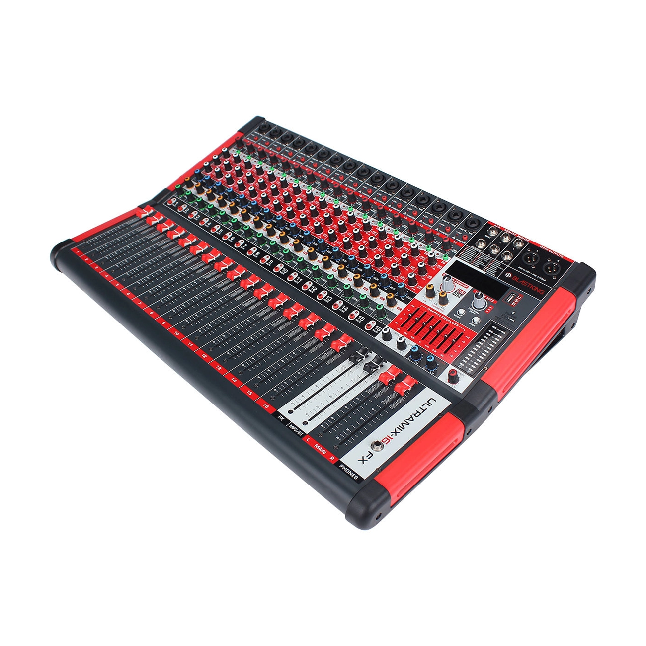 Blastking 16 Channel Analog Stereo Mixing Console - ULTRAMIX 16FX Professional Audio Mixer for Live Music, DJ, Studio Recording & Podcasting