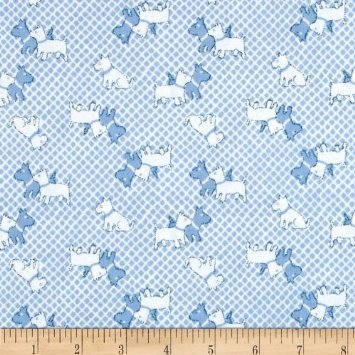 1/2 Yard Blue Scottie Dog Cotton Fabric - Storybook Playtime Series for Quilting, Sewing & DIY Crafts | Soft Cotton Material for Throw Pillows, Baby Blankets & Home Decor | 44