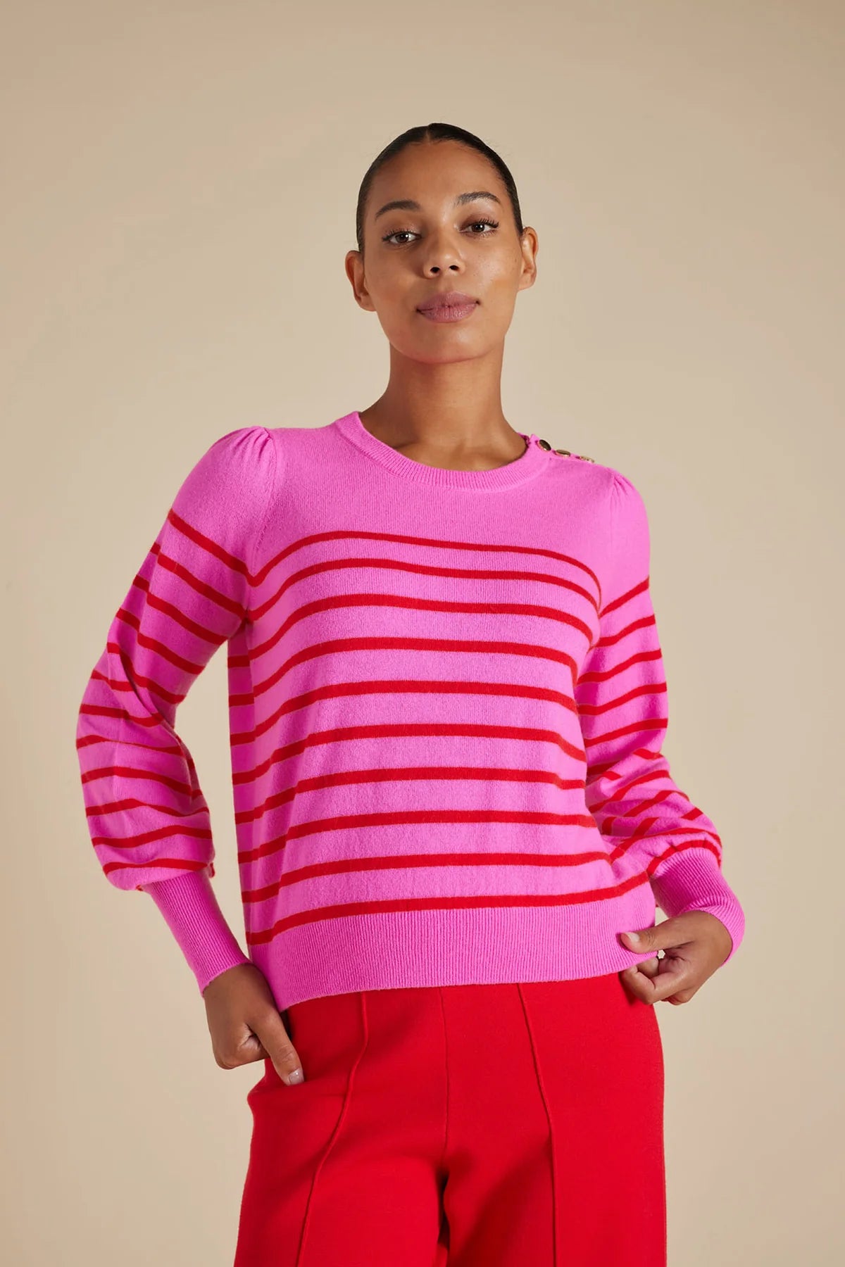 Eloise Sweater in Lipstick Red - Women's Knit Pullover for Fall & Winter | Perfect for Casual Outfits, Office Wear & Cozy Evenings