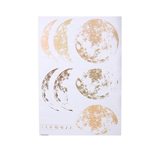 Golden Moon Wall Decal Stickers - Lunar Phase Pattern Removable Vinyl Art for Home & Bedroom Decor - Perfect for Nursery, Living Room, and Office Wall Decoration