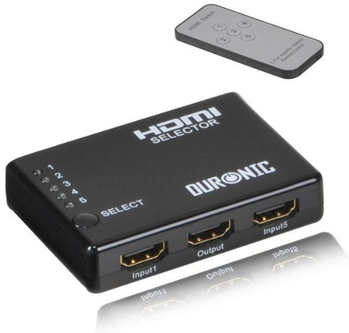 Duronic 5 Port HDMI Switch Box with Remote - 5x1 HDMI Auto Switcher Hub for 1080p HD - Compatible with PS4, Xbox, Sky+ HD, Virgin, Freeview, Blu-ray & DVD Players - Perfect for Home Theater & Gaming Setup