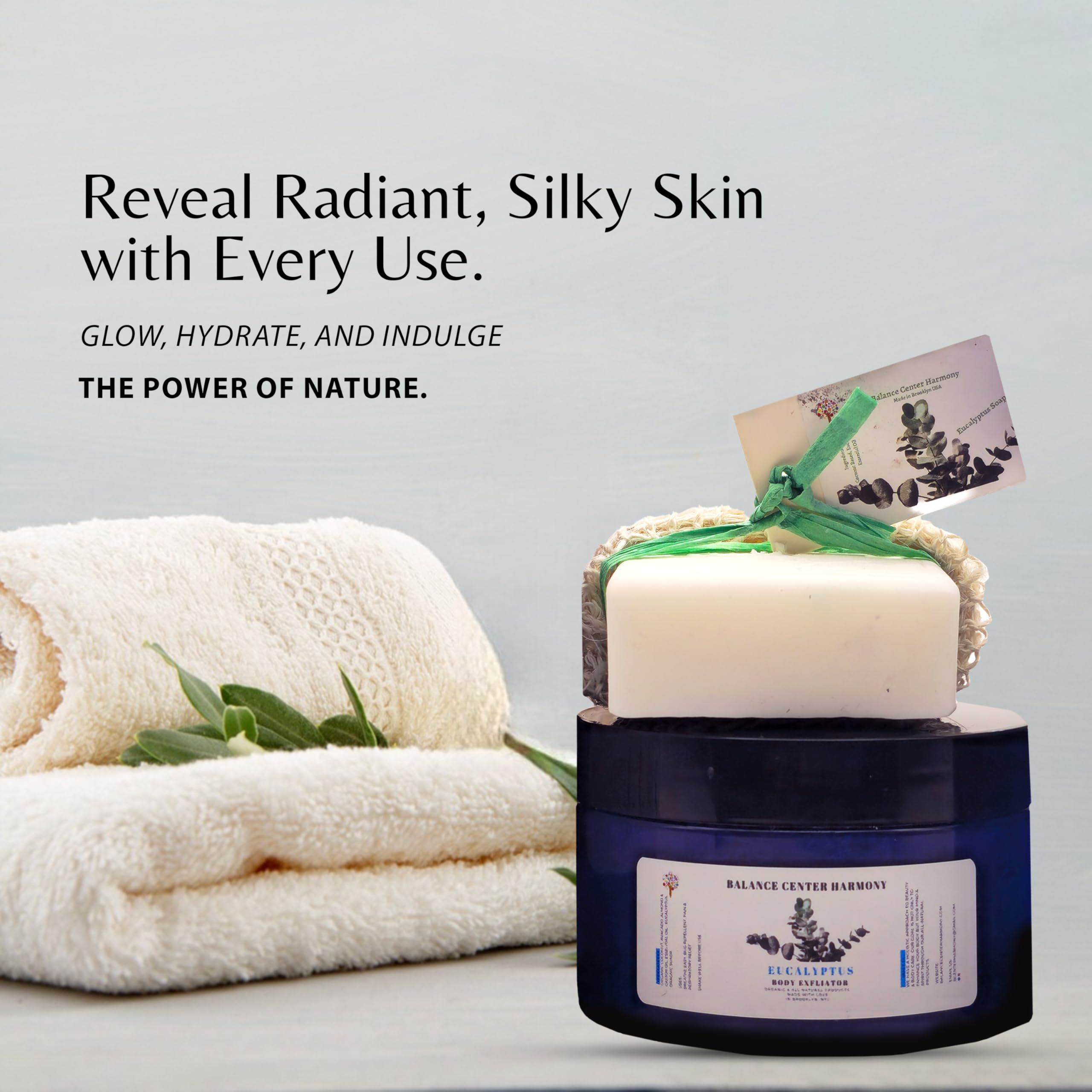 Eucalyptus Body Care Set – Hydrating Moisturizer, Exfoliating Scrub, Body Wash & Soap with Healing Crystals | Natural Skincare for Deep Hydration & Relaxation | Perfect for Spa Day, Self-Care Routine & Gift Giving