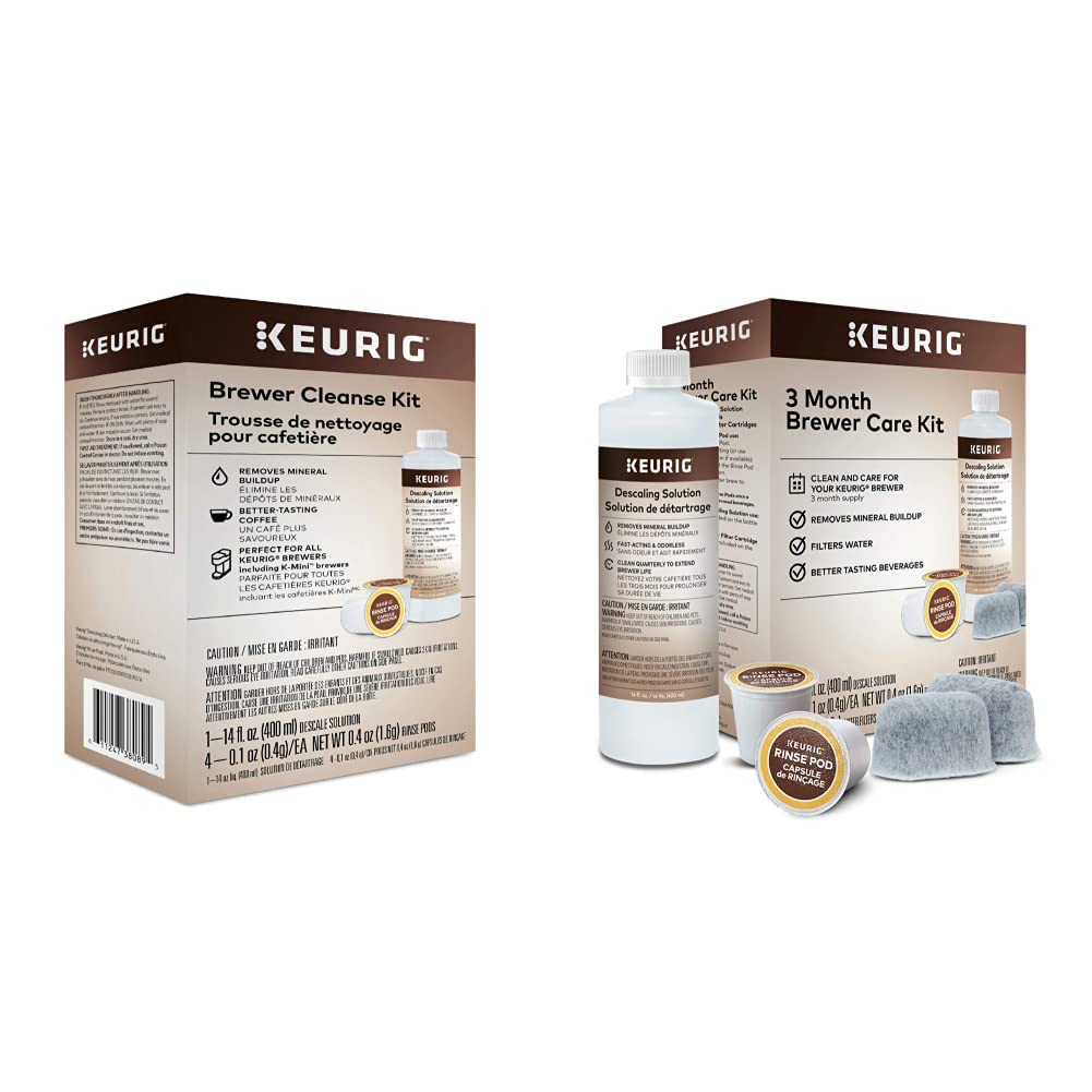 Keurig Coffee Maker Cleaning Kit - Descaling Solution, Rinse Pods & Water Filters - Compatible with Keurig Classic/1.0 & 2.0 K-Cup Brewers | Keep Your Coffee Machine Fresh & Extend Lifespan | Perfect for Home, Office or Restaurant Use
