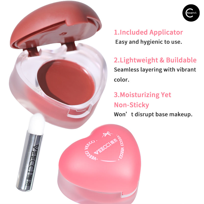 VEECCI Multi-Purpose Lip & Cheek Balm - Tinted Moisturizing Cream for Natural Blush & Lip Color - Perfect for Everyday Makeup, Travel & On-The-Go Touch Ups