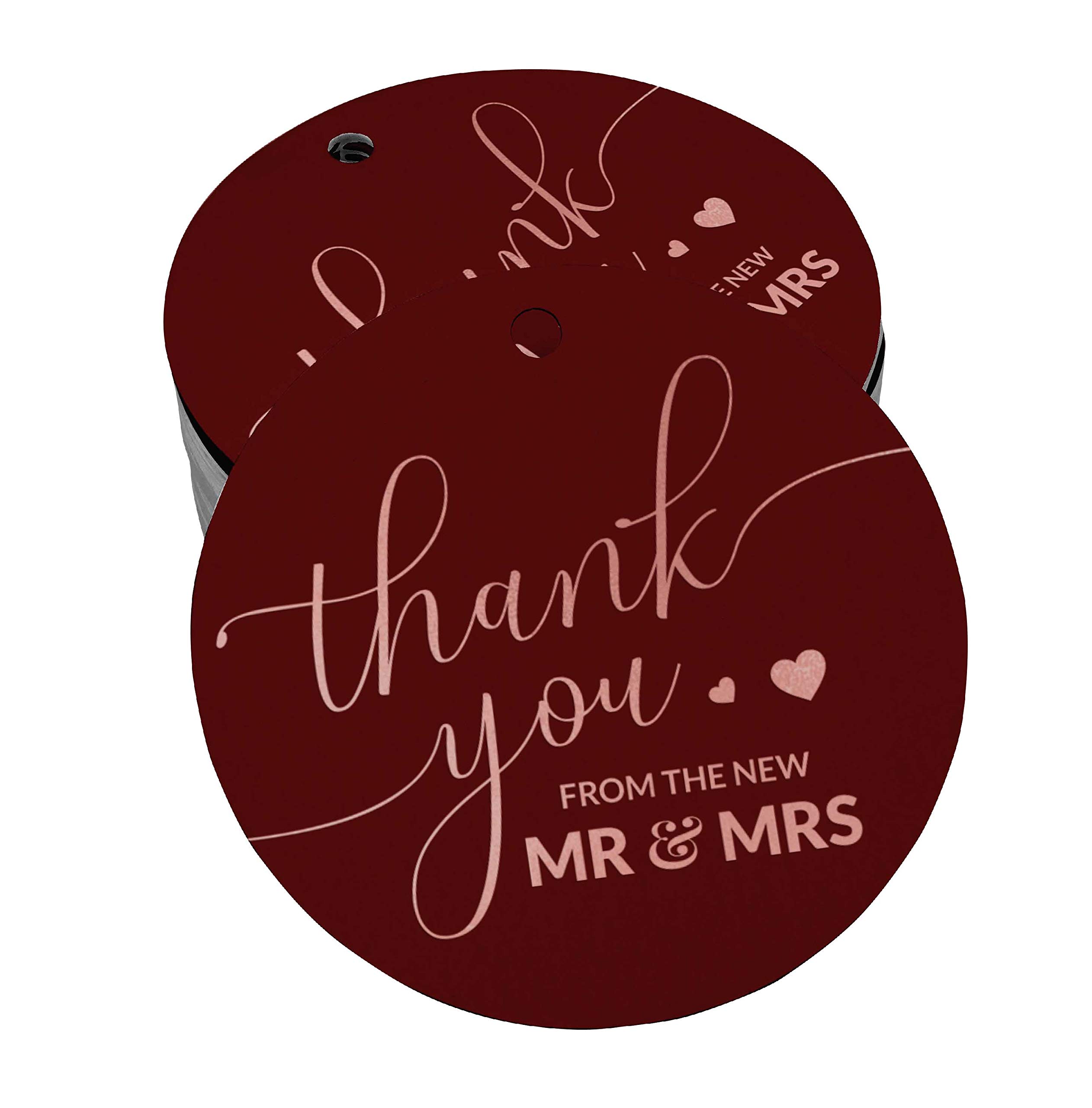 Elegant Rose Gold Foil Thank You Tags for Wedding Favors - 50 Pack Premium Gift Tags for Bridal Shower, Baby Shower & Party Decorations