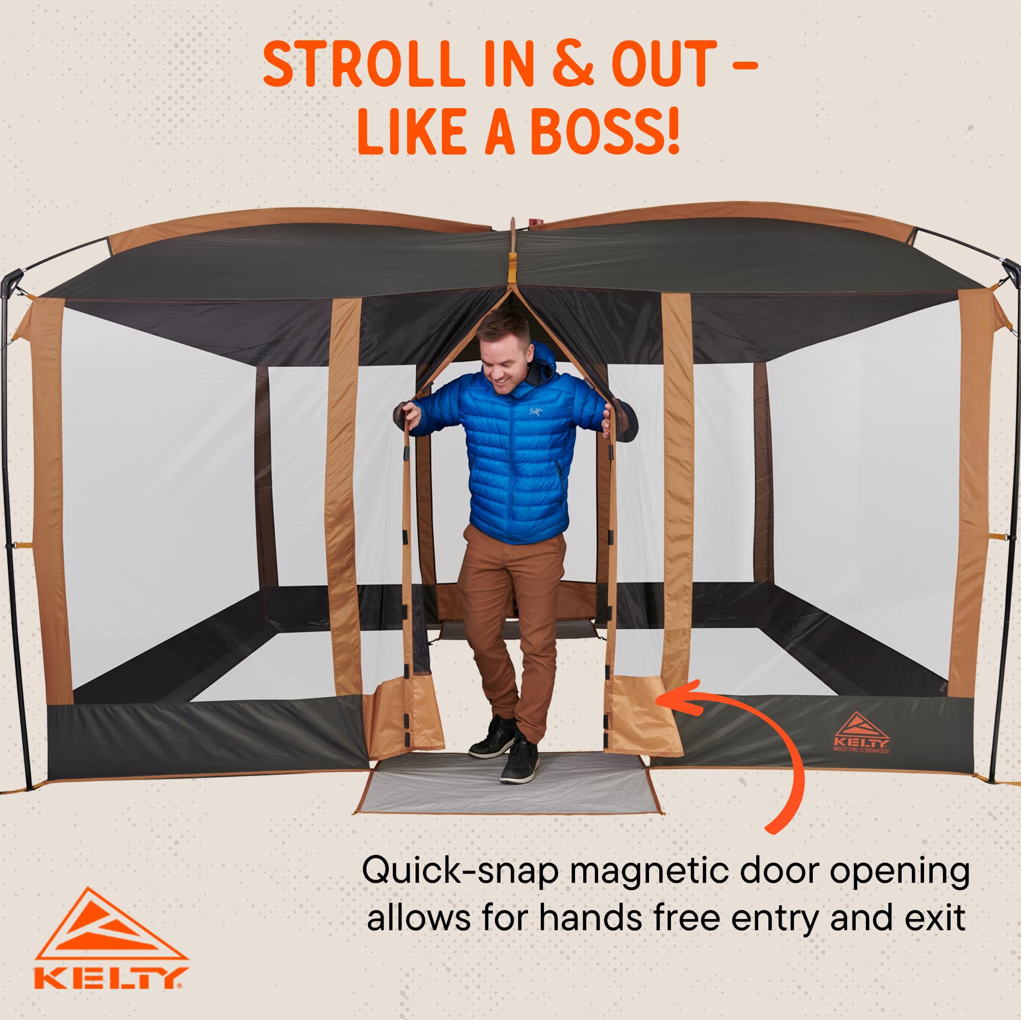 Kelty Breeze-Thru Magnetic Screen House - Portable Mesh Shelter for Outdoor Camping, Picnics, Tailgating & Backyard Use - Bug-Free Protection with Easy Magnetic Door
