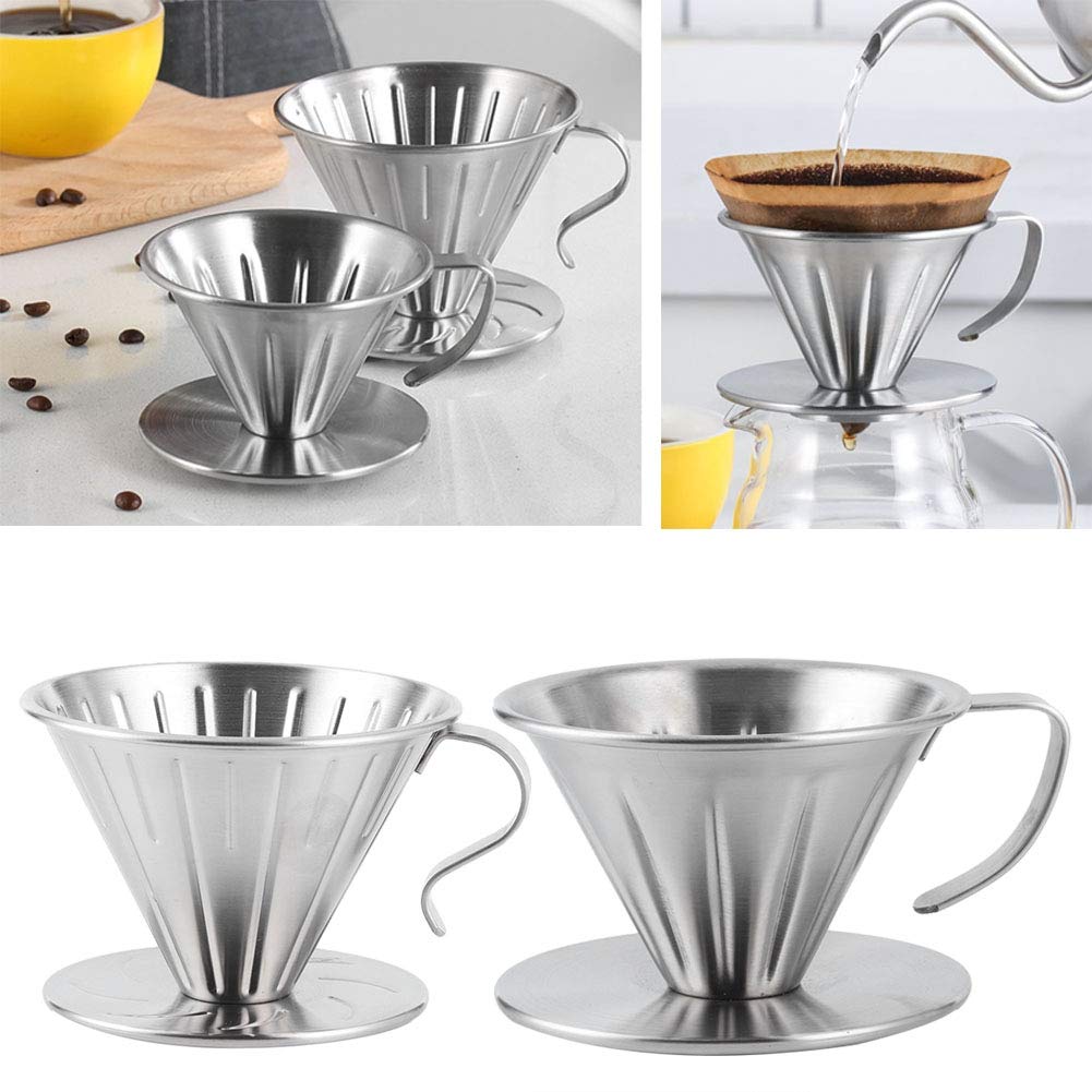 Stainless Steel Pour Over Coffee Filter - Reusable Dripper for Home & Office Brewing
